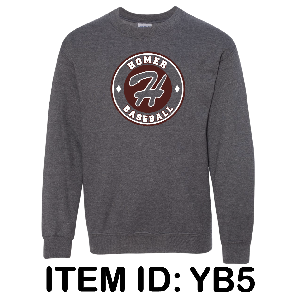 $36 Gildan - Youth Heavy Blend™ Crewneck Sweatshirt - 18000B Color Shown:  Dark Heather  
  Spec Sheet  📏