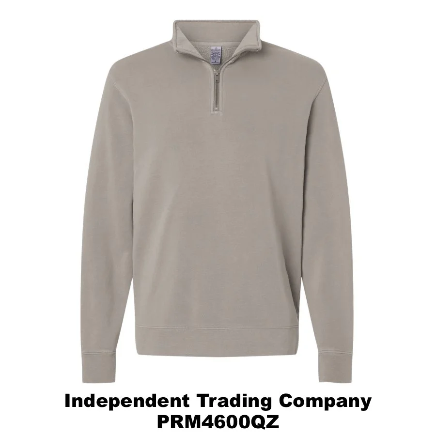 $47 Unisex Pigment-Dyed Quarter-Zip Pullover Color Shown:  Pigment Cement 
  Spec Sheet  📏