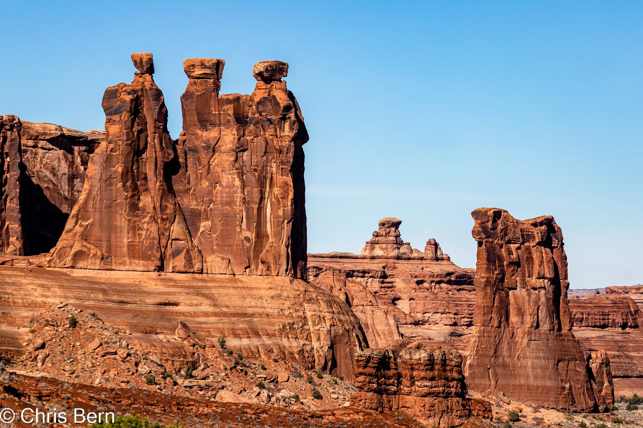 Rock formations in the Courthouse Towers area.