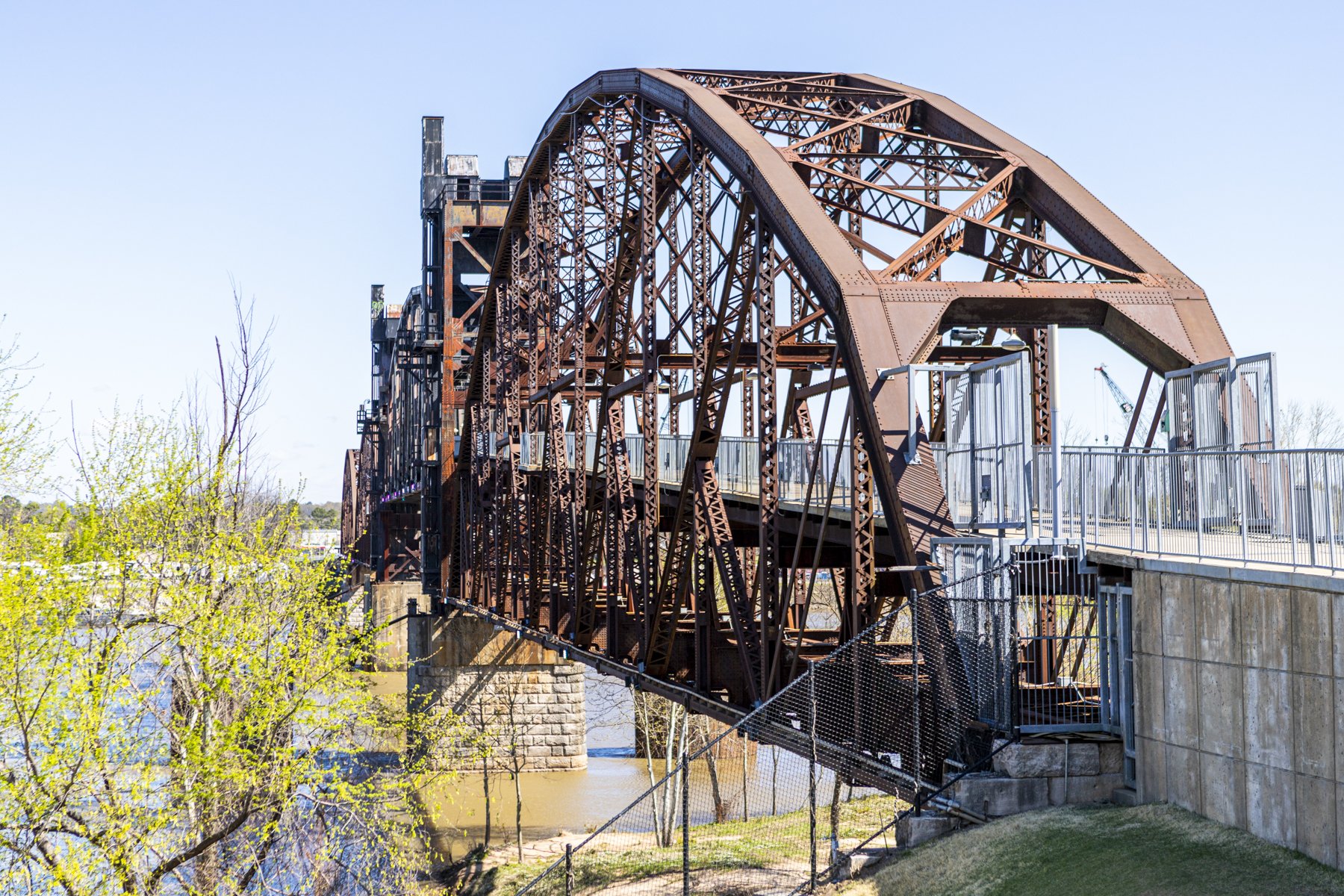 This old railroad bridge across the Arkansas River has been converted to a pedestrian bridge.  It is owned by the Library.