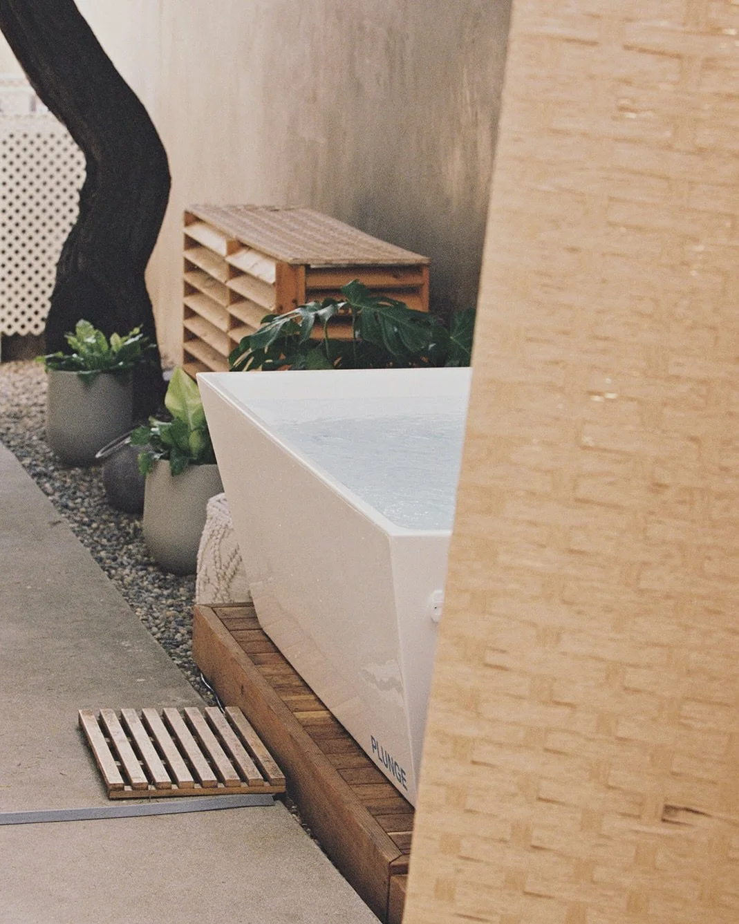 Cold plunge in the Haus of Wellness courtyard