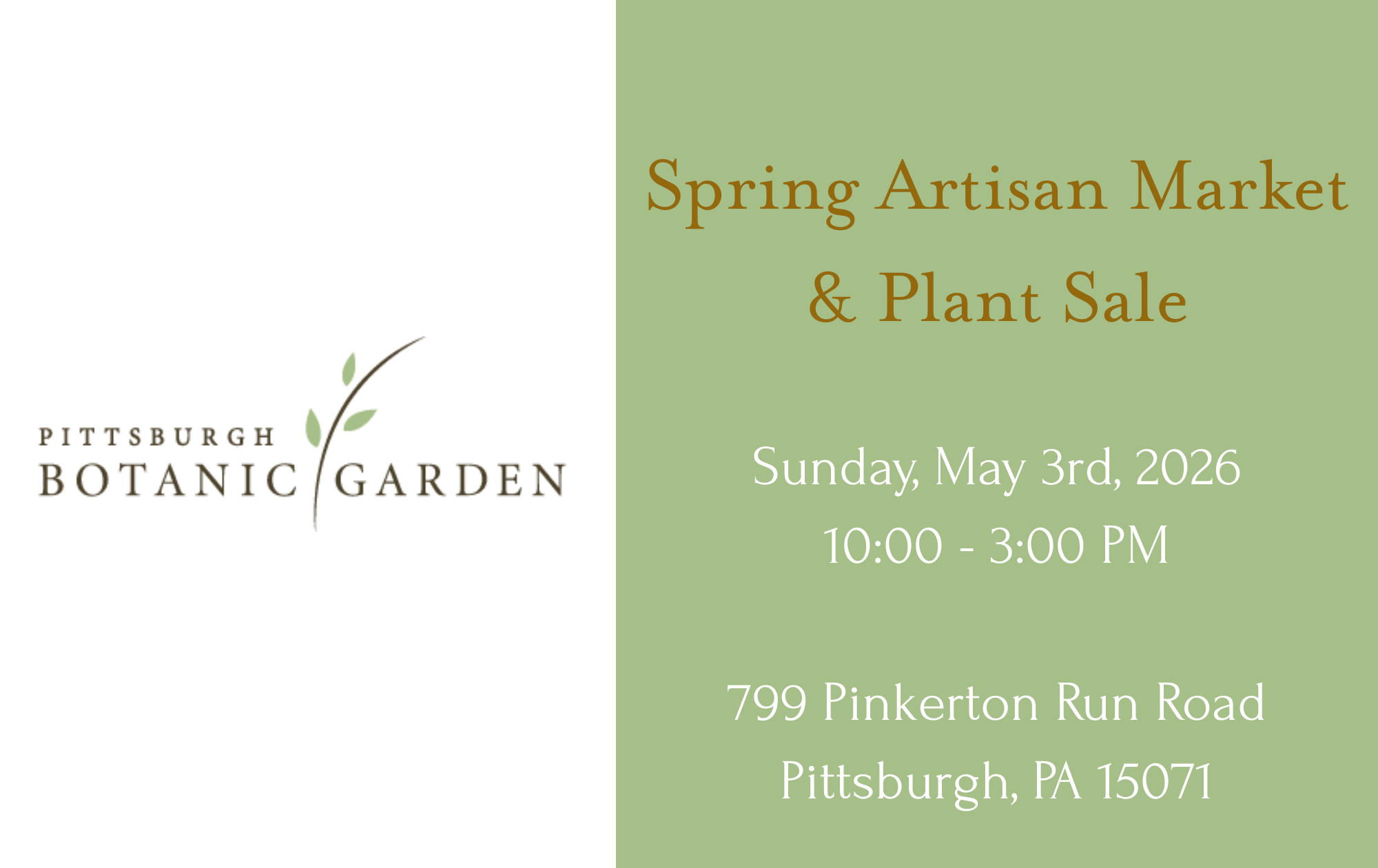 Spring Artisan Market &amp; Plant Sale at the Pittsburgh Botanic Garden
