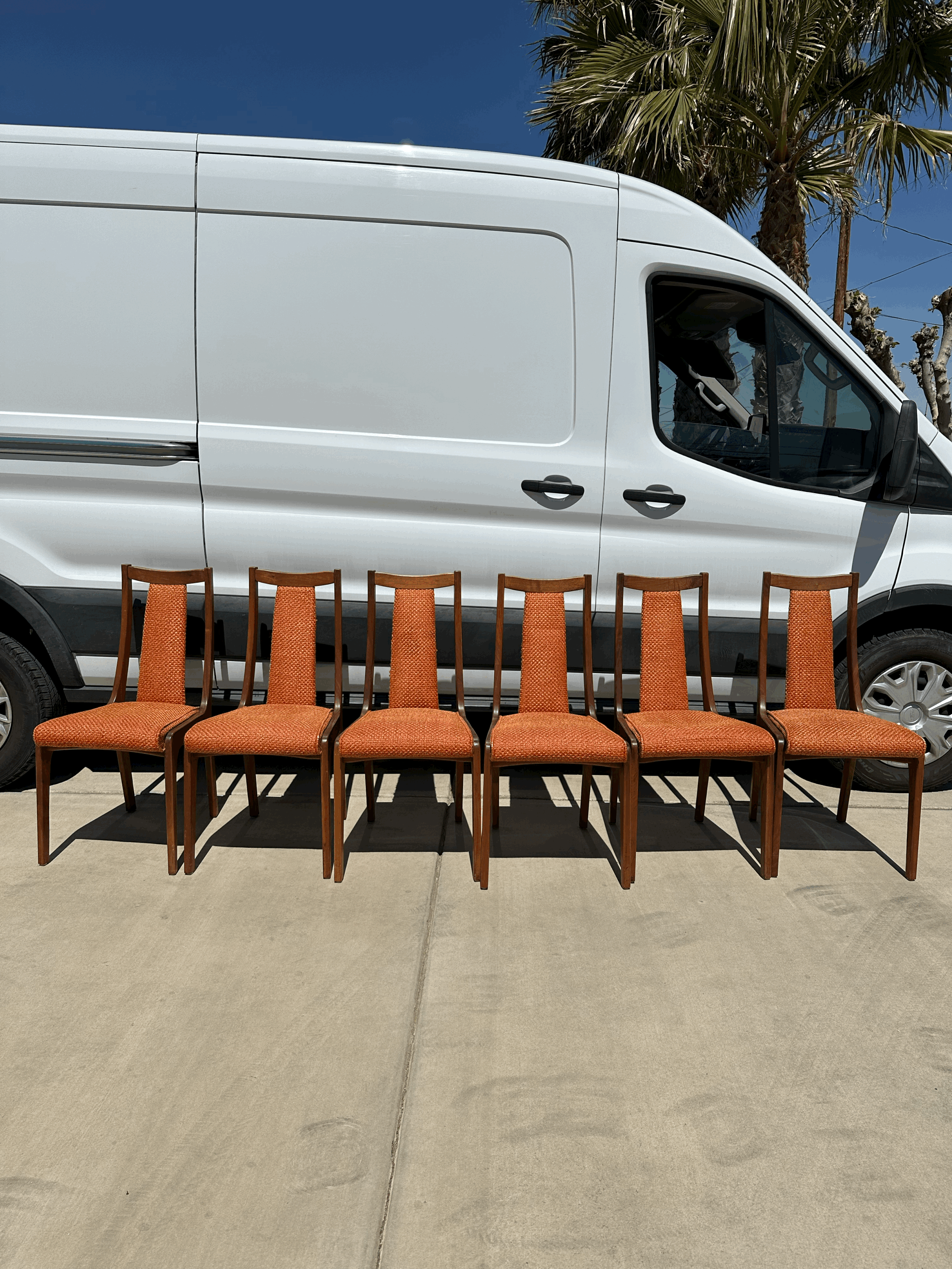 #0894- 6 Orange Dining Chairs