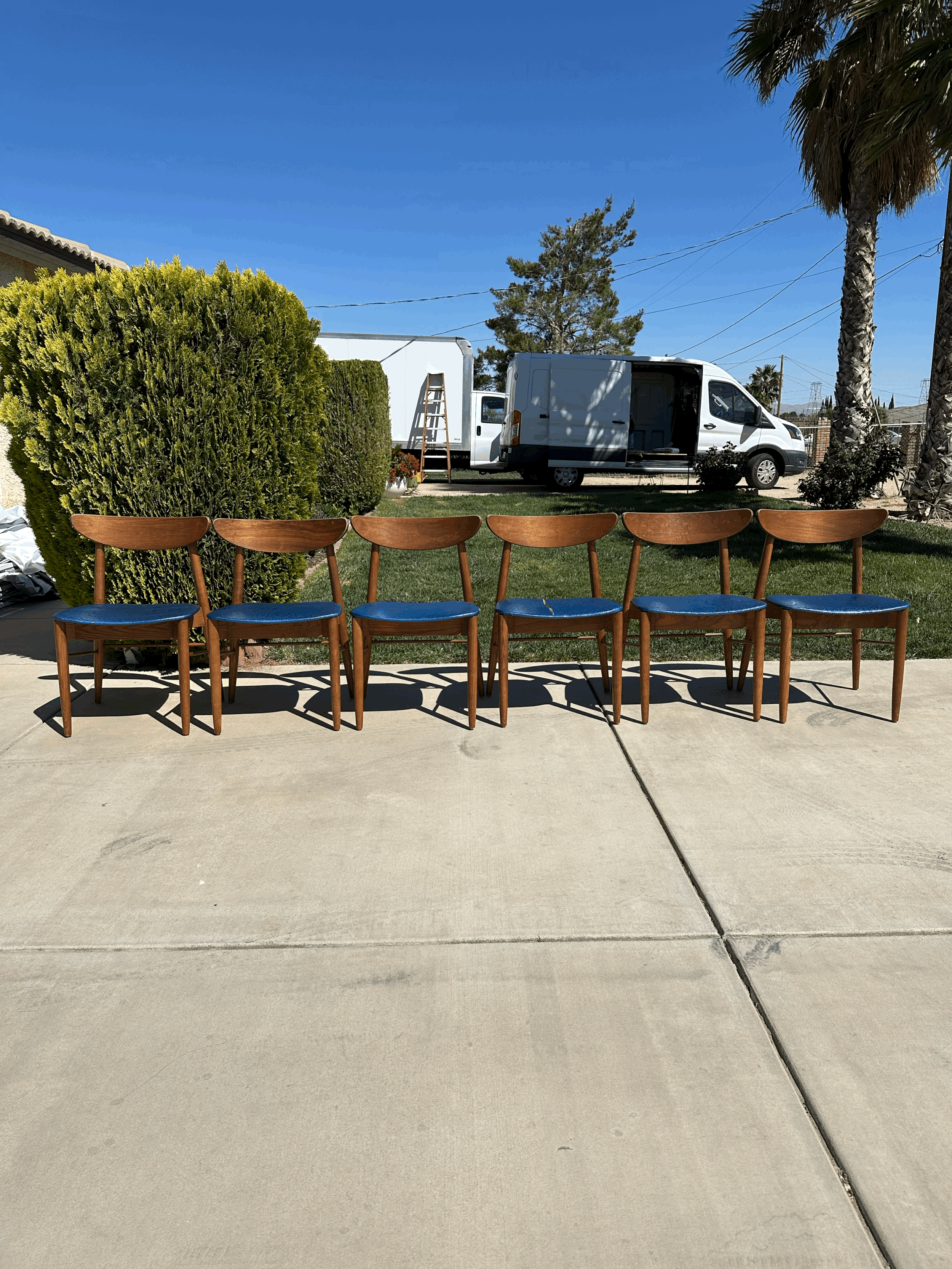 #0898- 6 Blue Dining Chairs