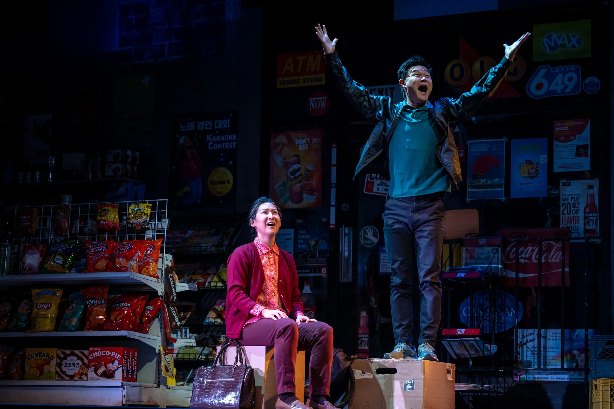 Kim's Convenience - Jung Kim, Pictured: Vicki Kim - Umma (left), Directed by: Esther Jun, Set and Costume Design: Julia Kim, Lighting Design: Jareth Li, Photo by: Dahlia Katz