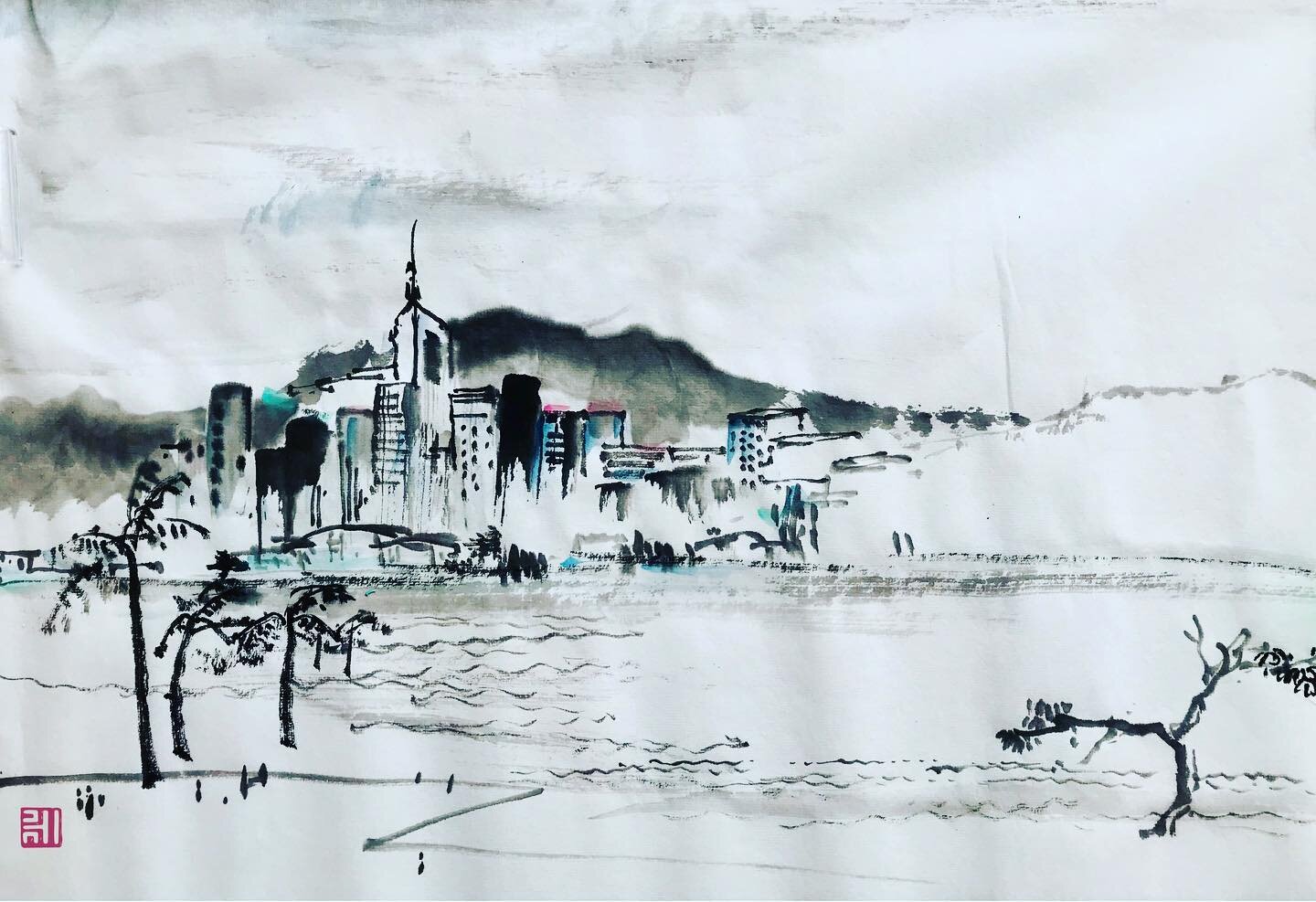 #ink #quicksketch #hongkong #city #harbour #archetecture #land #cityscape #water #buildings #landscape #inkpainting #inkart #painting #fineart #artistsoninstagram #速寫 #水墨 #sumie #スケッチ #寫生 #城市 #山水 #paysage #paesaggio #пейзаж #maisema #landskap #paisa