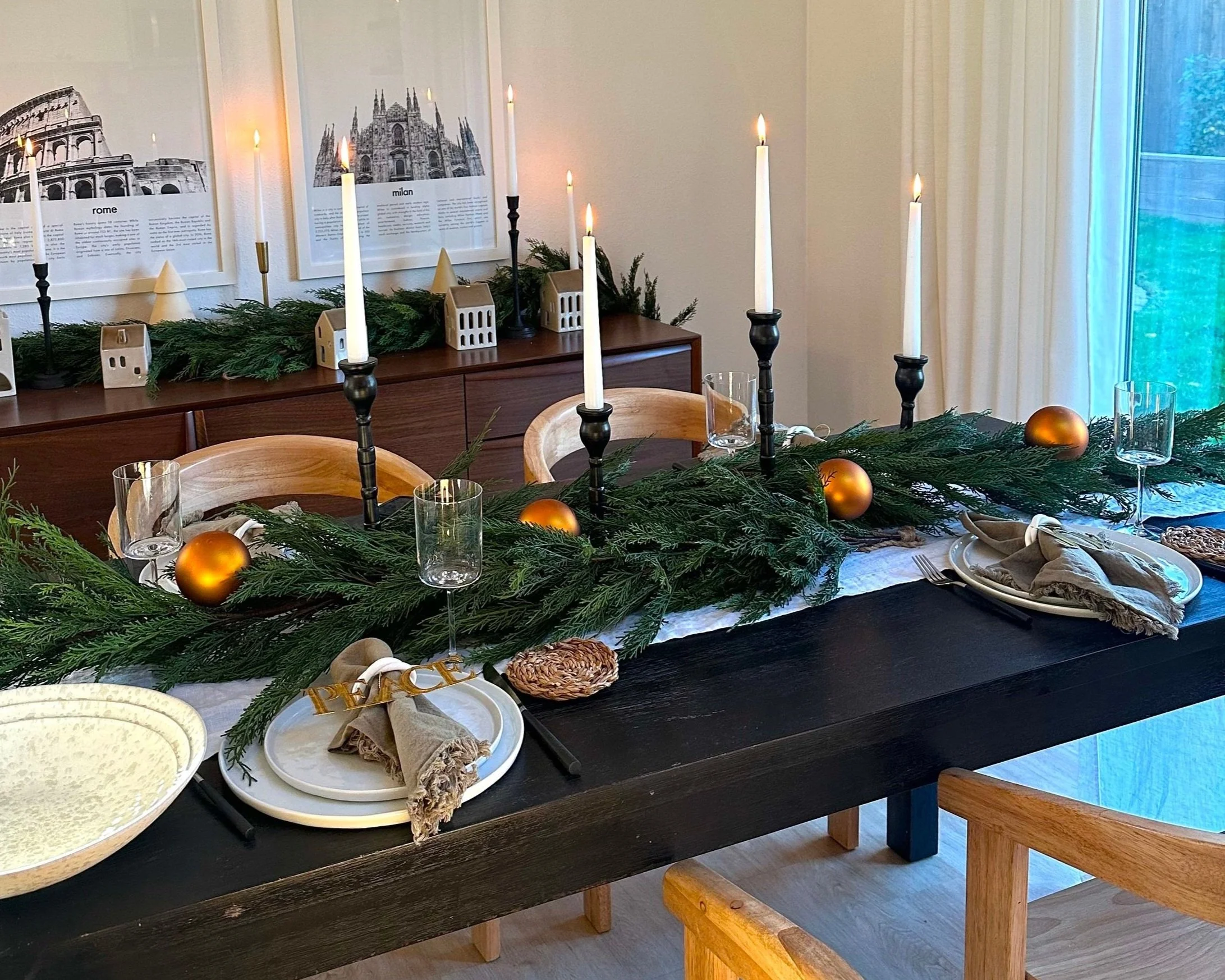 Kitchen table with holiday decorations