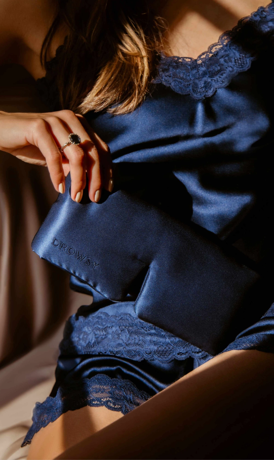 Leisure and Joie Drowsy Sleep Co. Midnight Blue Luxury Silk Sleep Eye Mask