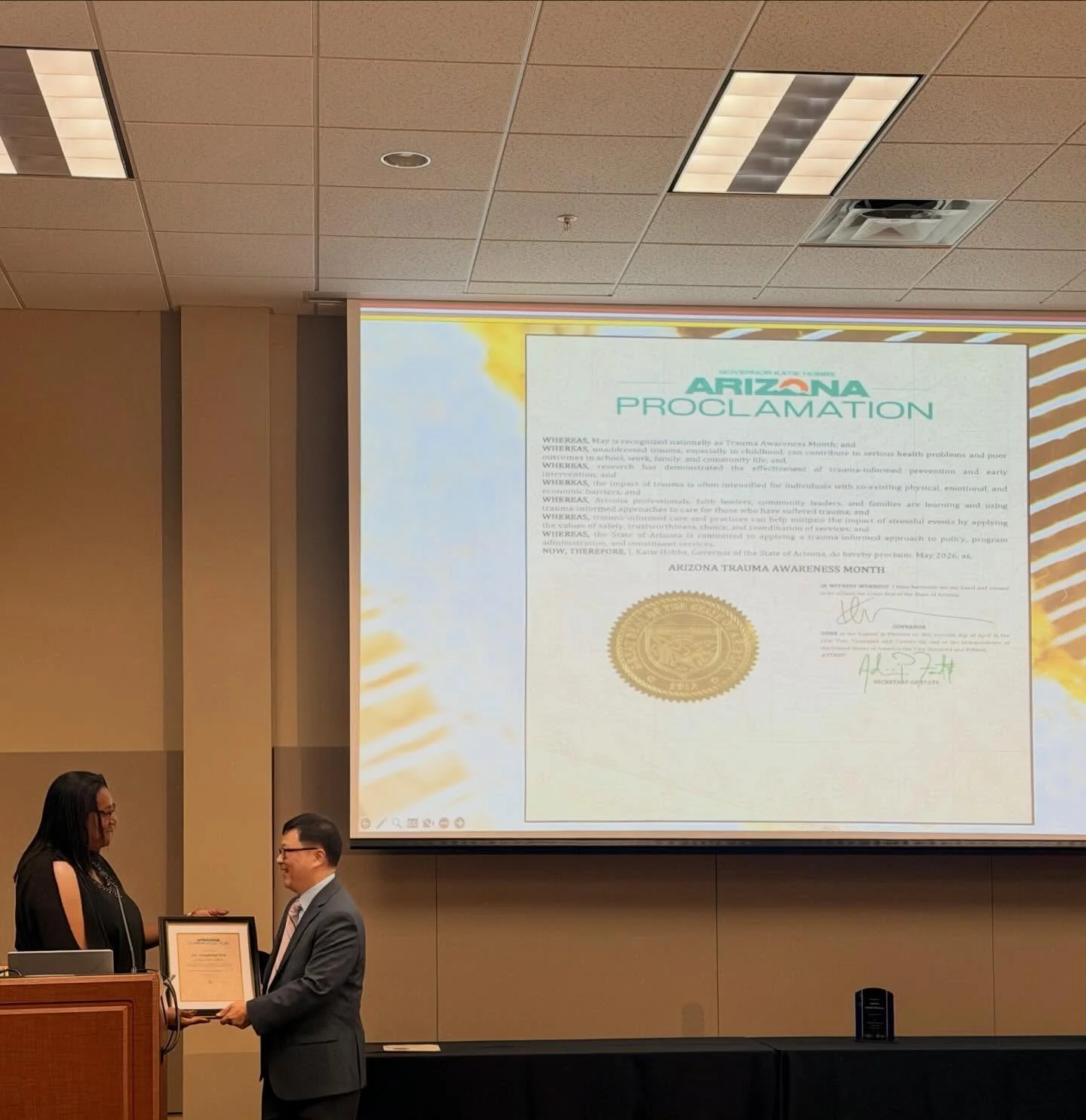 From the founder Rev. Dr. Sanghoon Yoo

At the Weave and Cleave conference last Wednesday, I was deeply honored to receive a commendation award from Arizona Governor Katie Hobbs, recognizing my 30 years of service to the state. I want to express my s