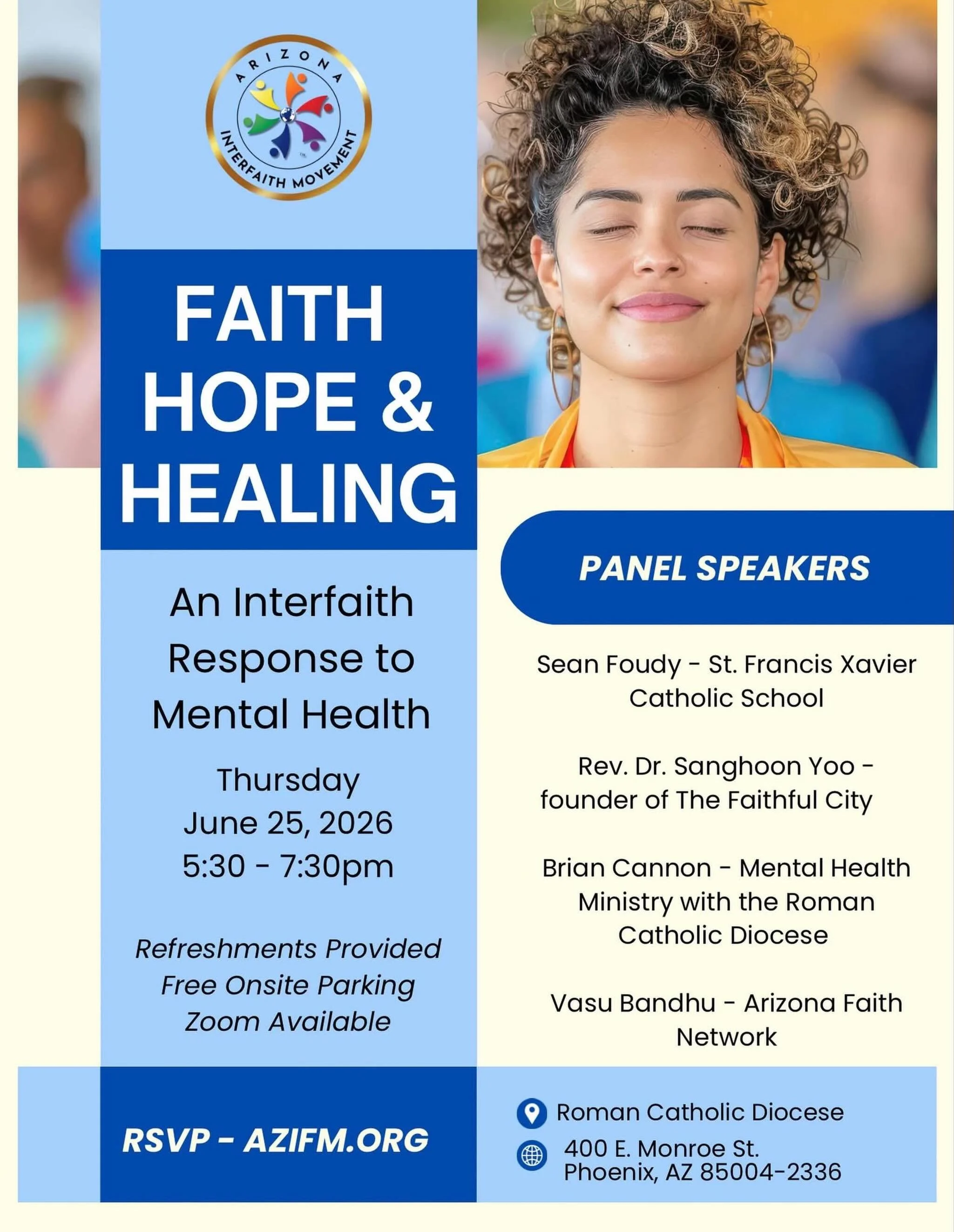 Pastor Yoo collaborates with Arizona Interfaith Movement for tonight&rsquo;s event. @azinterfaithmvt #mentalhealth #healing #traumainformedcommunity #weaveandcleave #communityofbelonging