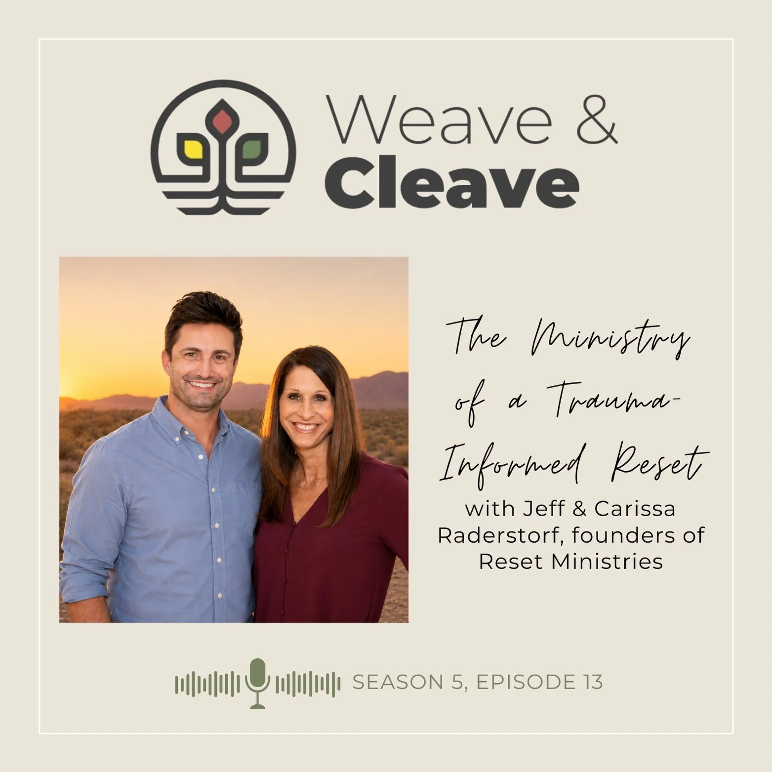 Weave &amp; Cleave Podcast (The Faithful City)
Weaving Voices of Resilience and Belonging
Michelle Stiffler and Sanghoon Yoo

Season 5 Episode 13
The Ministry of a Trauma-Informed Reset: An Interview with Jeff &amp; Carissa Raderstorf

Spreaker
https