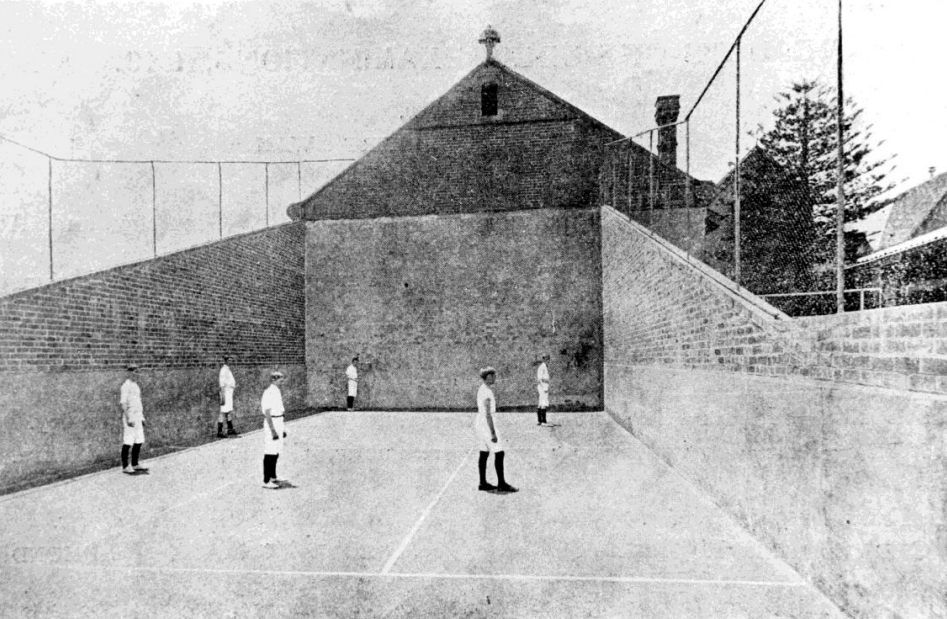 . Students playing handball on the courts, Christian Brothers’ College, Lewisham, early 1920s. Christian Brothers Archive, NSW.