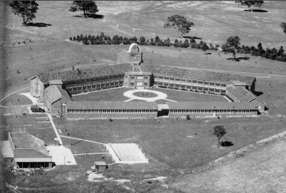  Aerial view of the facilities of Bundoora Novitiate, Victoria, which served the order from the late twentieth century. Handball courts can be seen on the left. Christian Brothers Archive, NSW.