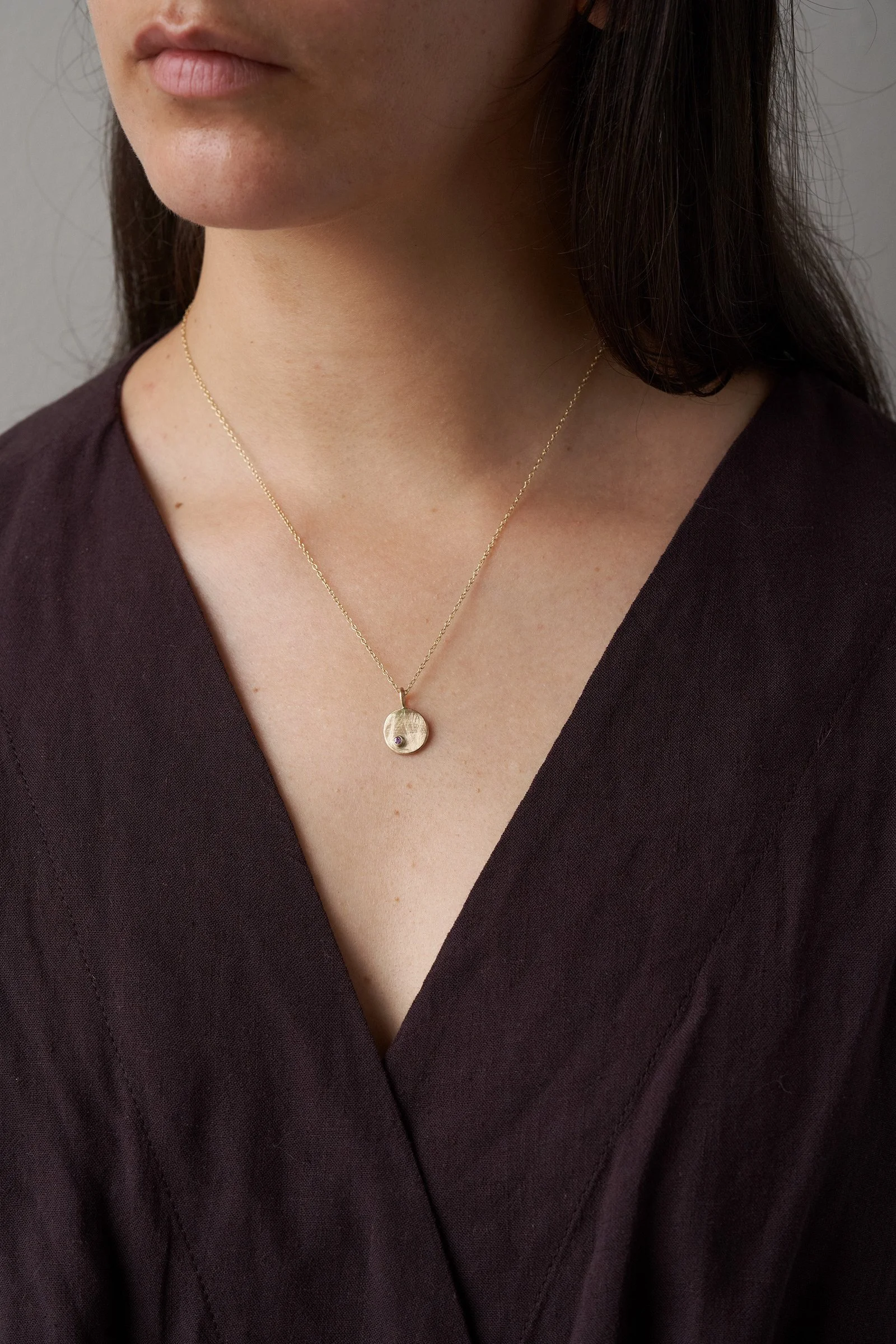 Mini Buoy Necklace with Precious Stone, Various Metals Available