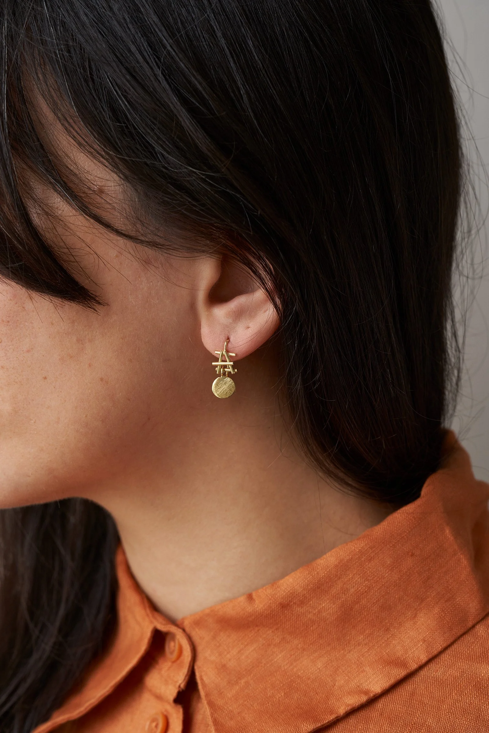 Seaweed Cluster with Hanging Buoy Earrings, Various Metals Available