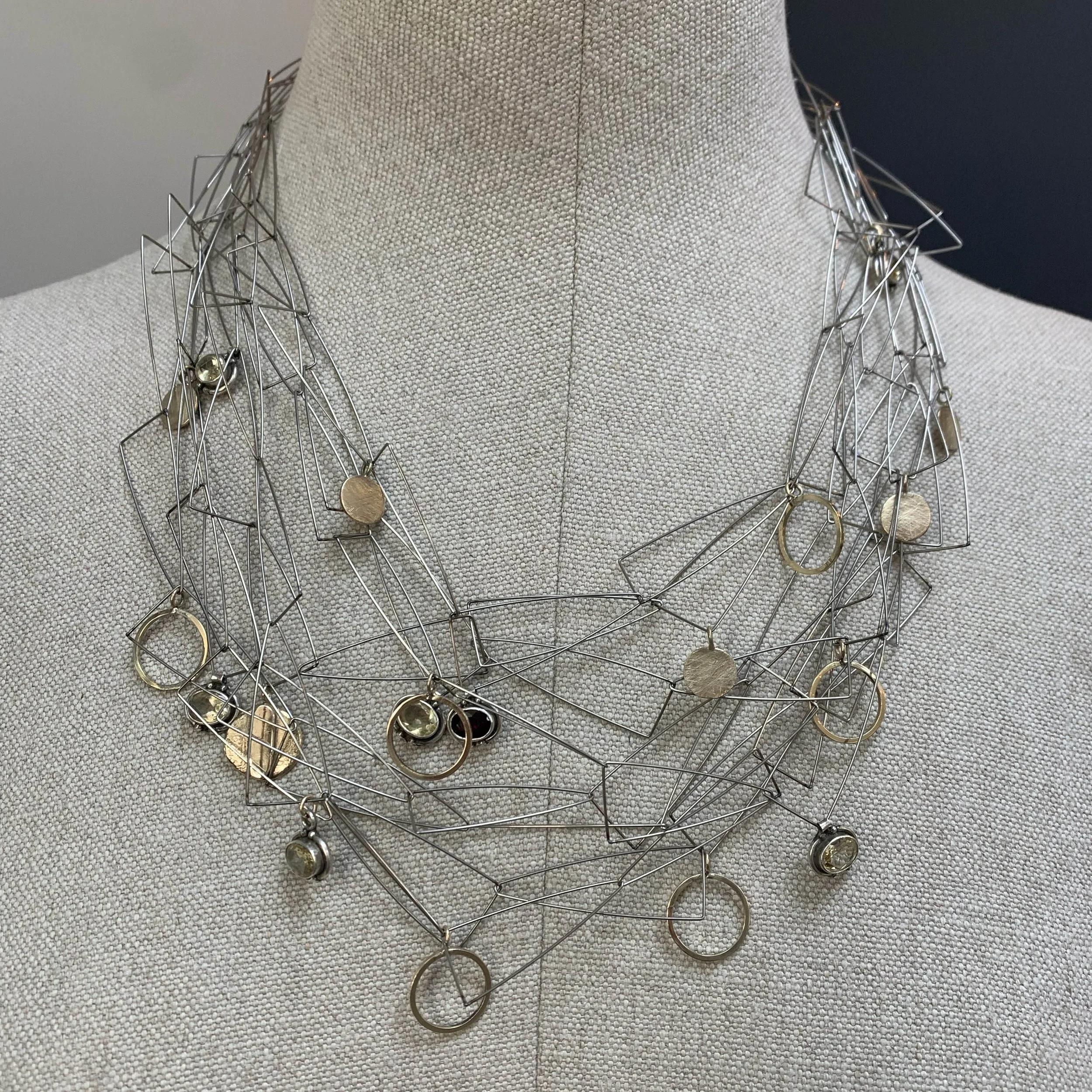 Flotsam necklace in 9ct gold and citrine drops