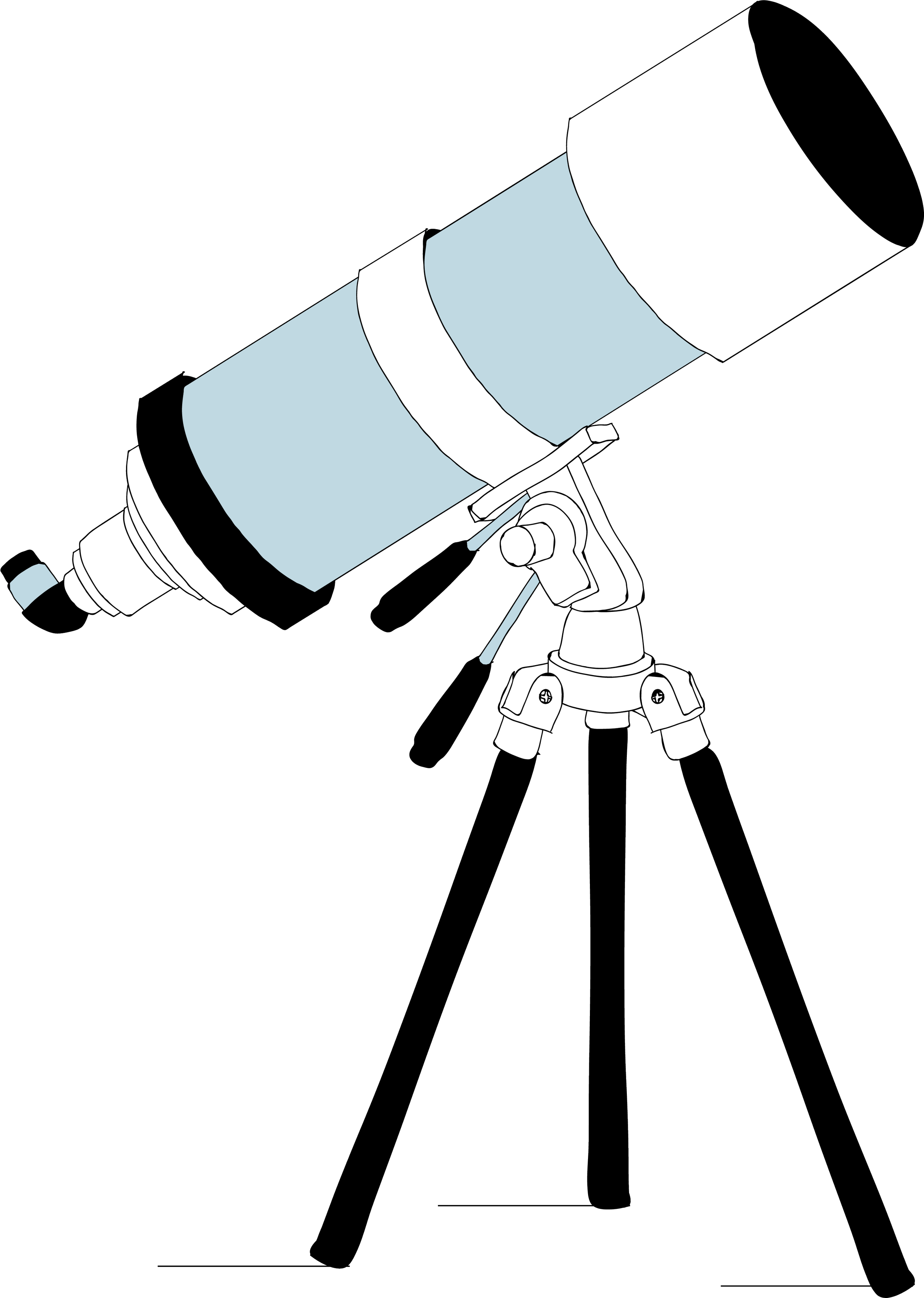 Pale blue telescope on a tripod representing observation and measurement of brand awareness.