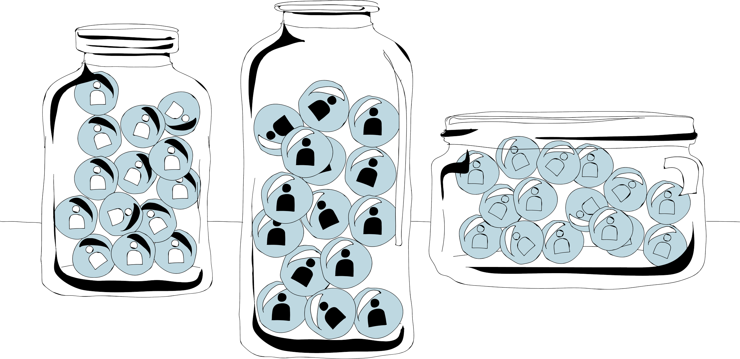 Illustration representing groups of customers used for cohort analysis.