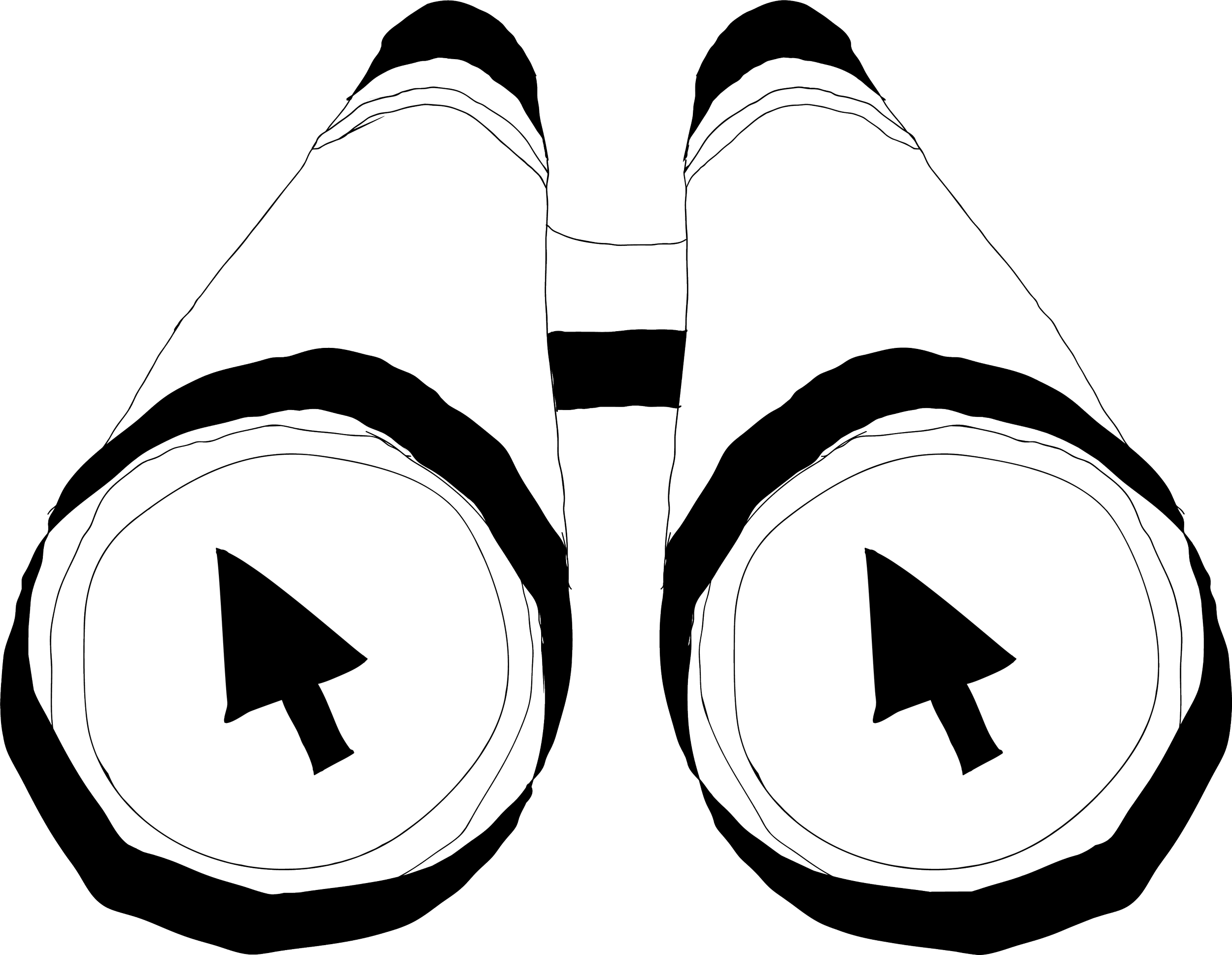 Binoculars with cursor icons on the lenses represent digital audience targeting.