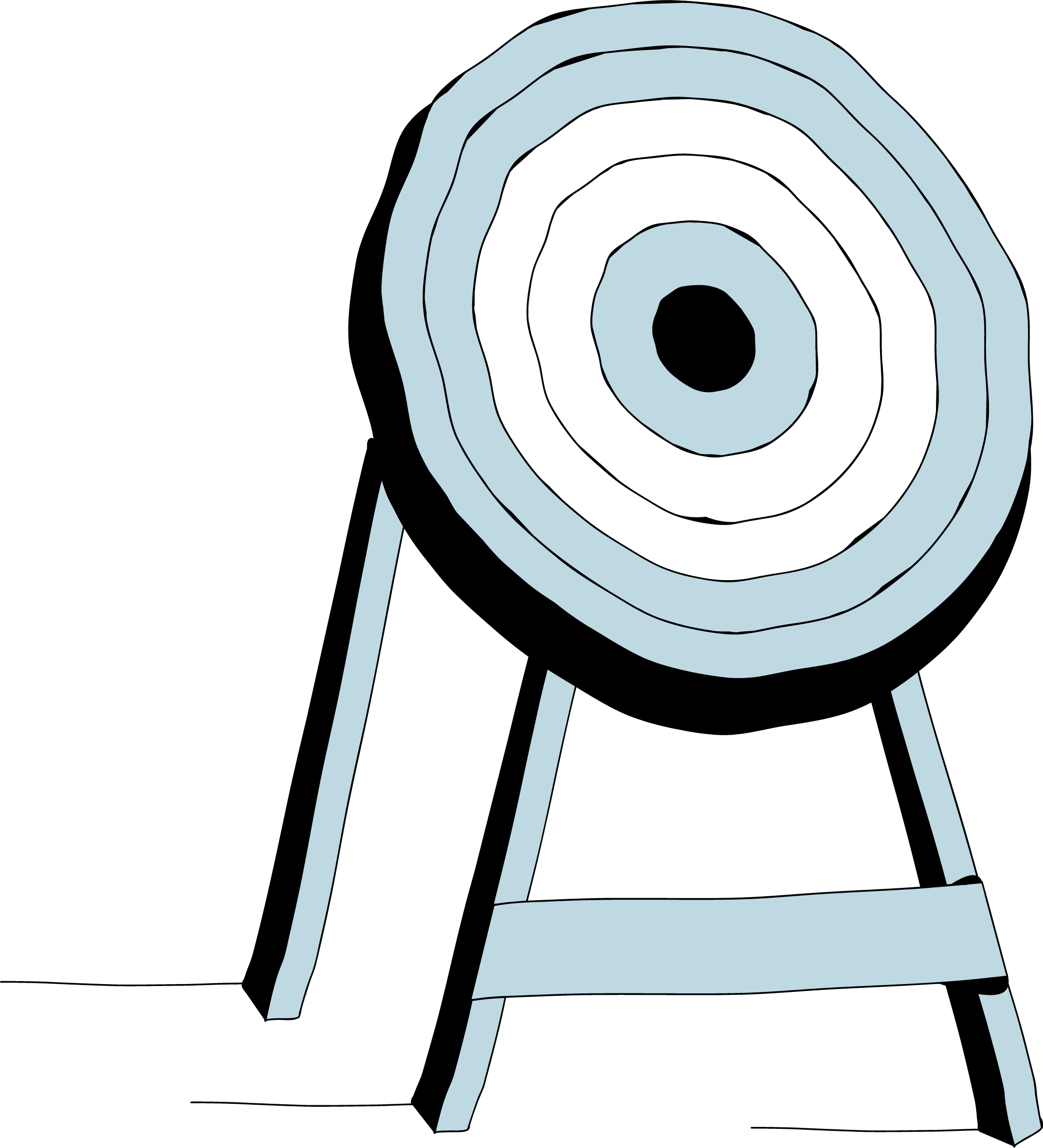 A freestanding bullseye marks a central target.