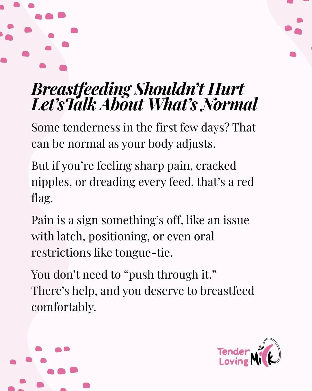 Breastfeeding shouldn&rsquo;t feel like something you have to power through.

Yes, some tenderness is normal in the beginning, but pain that lasts, gets worse, or makes you dread feeding? That&rsquo;s a sign something&rsquo;s not right.

The good new