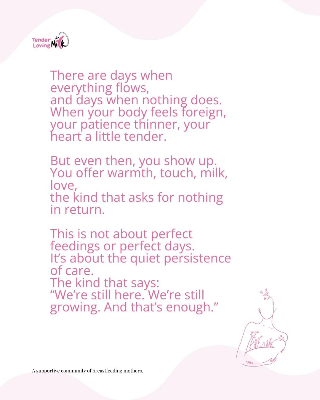 Perfection was never the point. Presence is. Every feed, every tear, every small surrender, it&rsquo;s all part of the story your baby will never remember, but your heart always will. 🩷

Happy Monday, mama!

#breastfeedingaffirmation #postpartumsupp