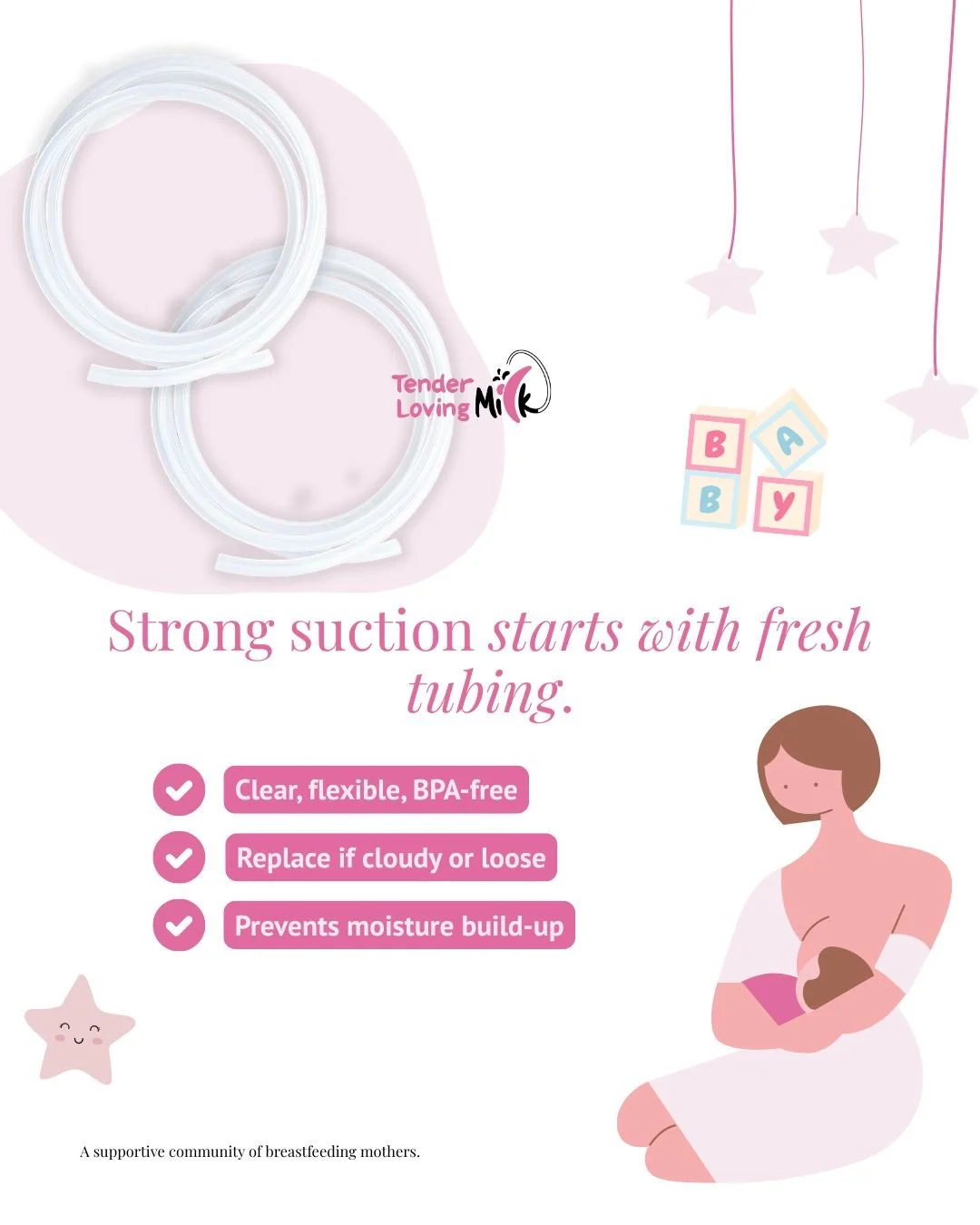 Tubing often gets overlooked, but it&rsquo;s a crucial part of your breast pump system. When tubing is worn out, cloudy, or has trapped moisture, your pump can&rsquo;t perform at its best.

Here&rsquo;s why tubing matters:
✔ It keeps suction strong a