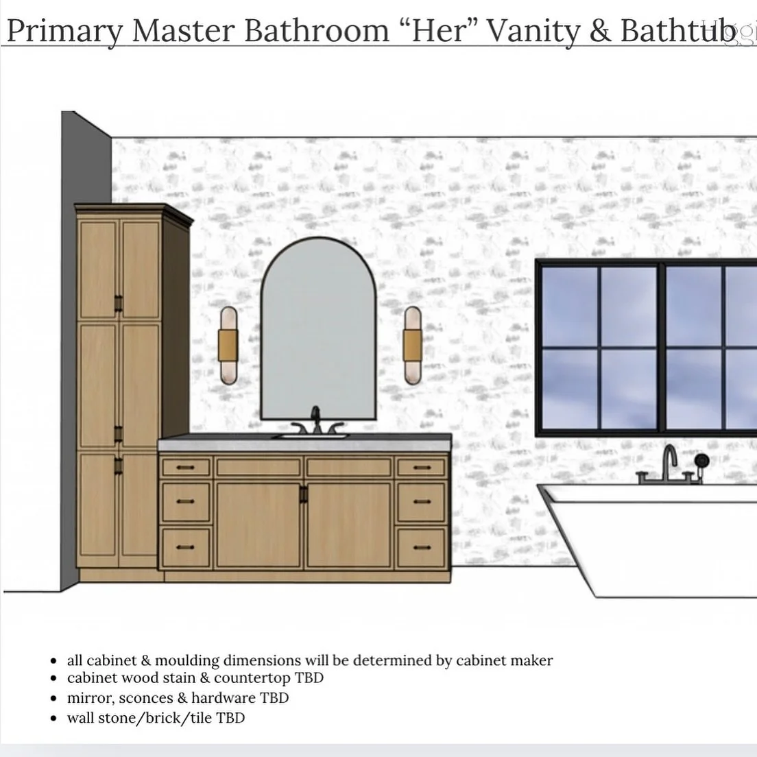 These 3D visuals helped my client truly see her future master bathroom at the very beginning of her new build. #newbuildprocess