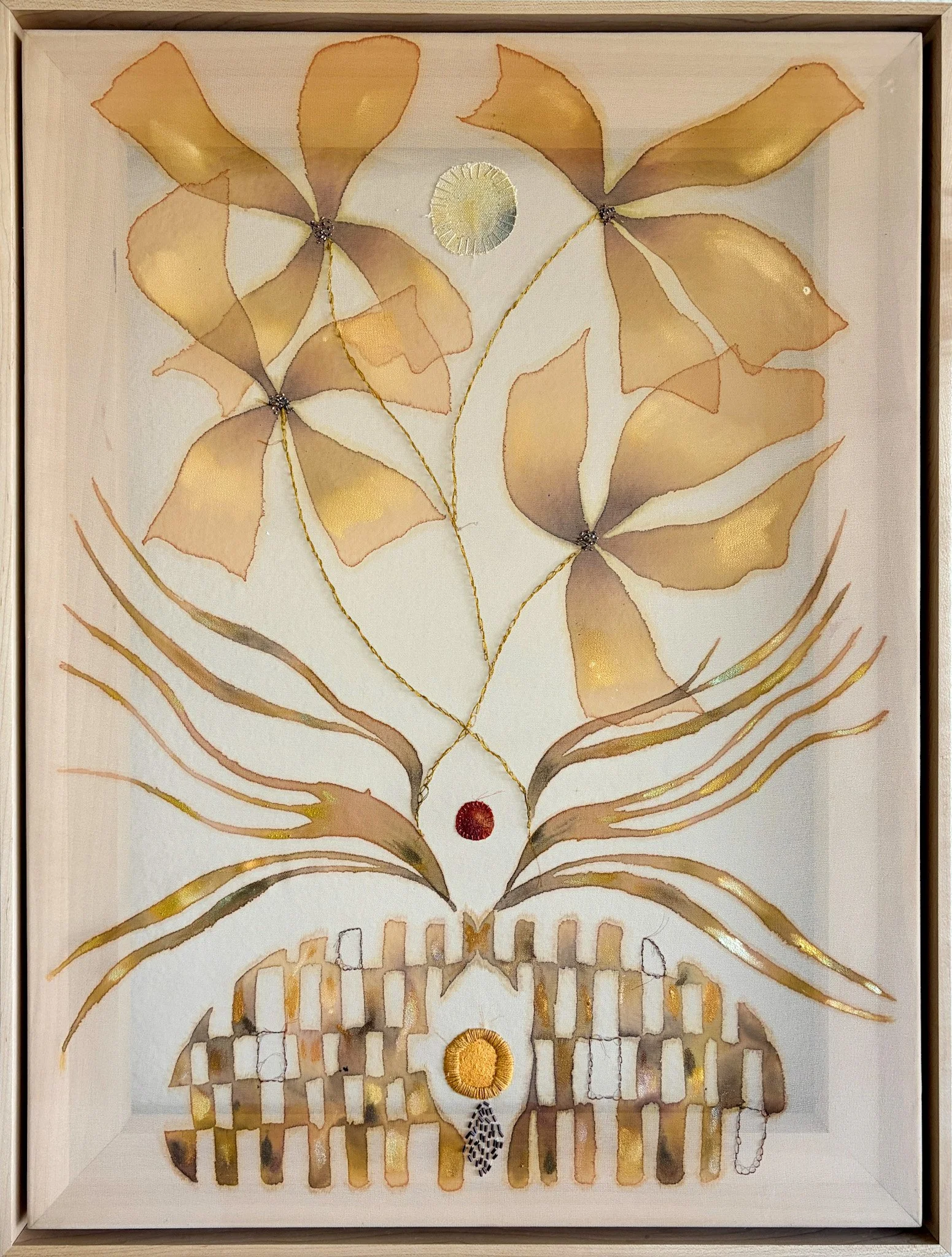 AVAILABLE | "rooting down, growing taller" (18x24") mixed media on silk