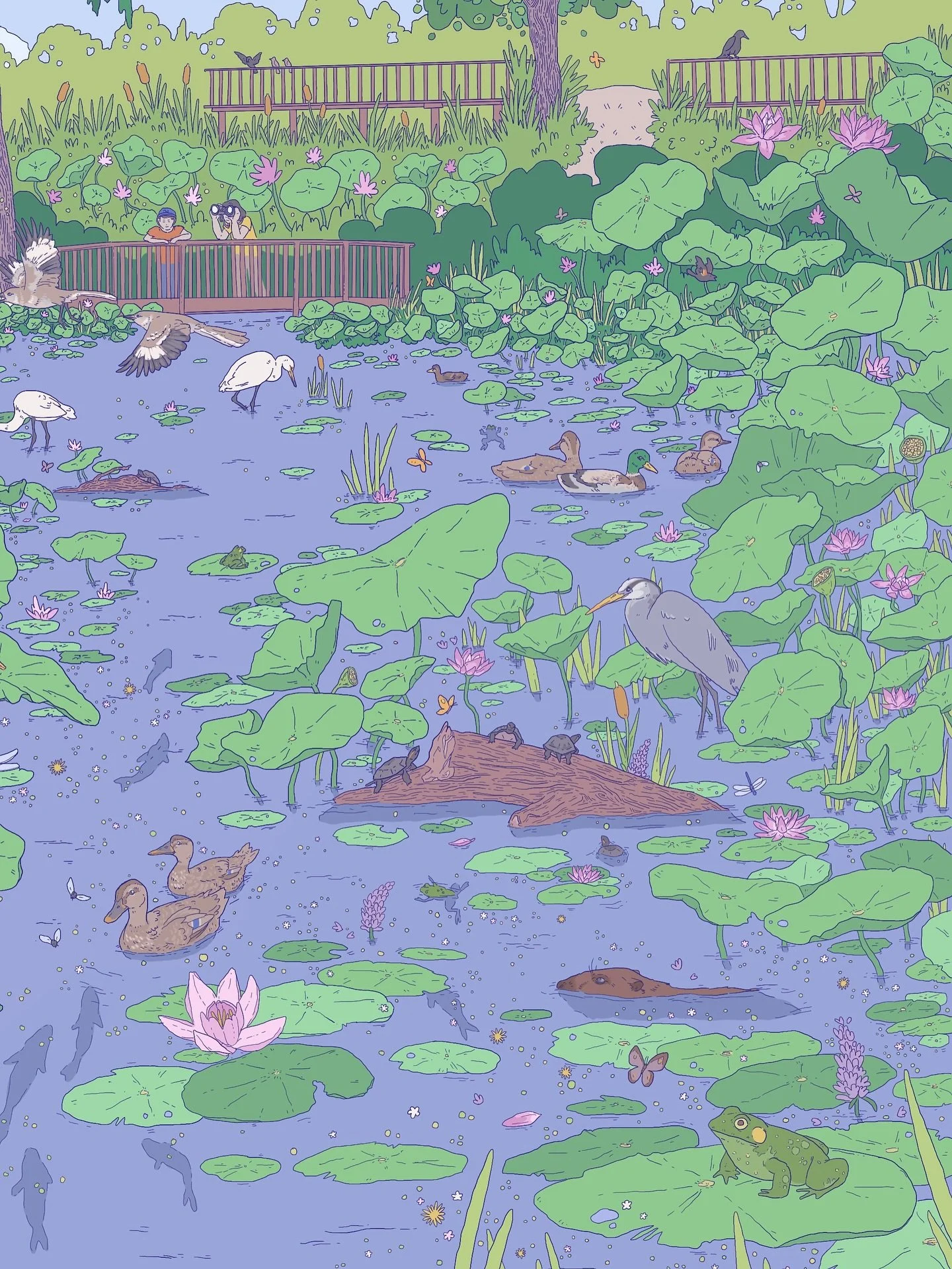 A close up of the Kenilworth Aquatic Gardens poster design 🐸🌷
.
.
.
@mtpleasantartists @kenilworthnps 
#kenilworthaquaticgardens #kenilworth #washingtonian #washingtondc #202creates #dcartist #mtpleasantartist #acreativedc #birder