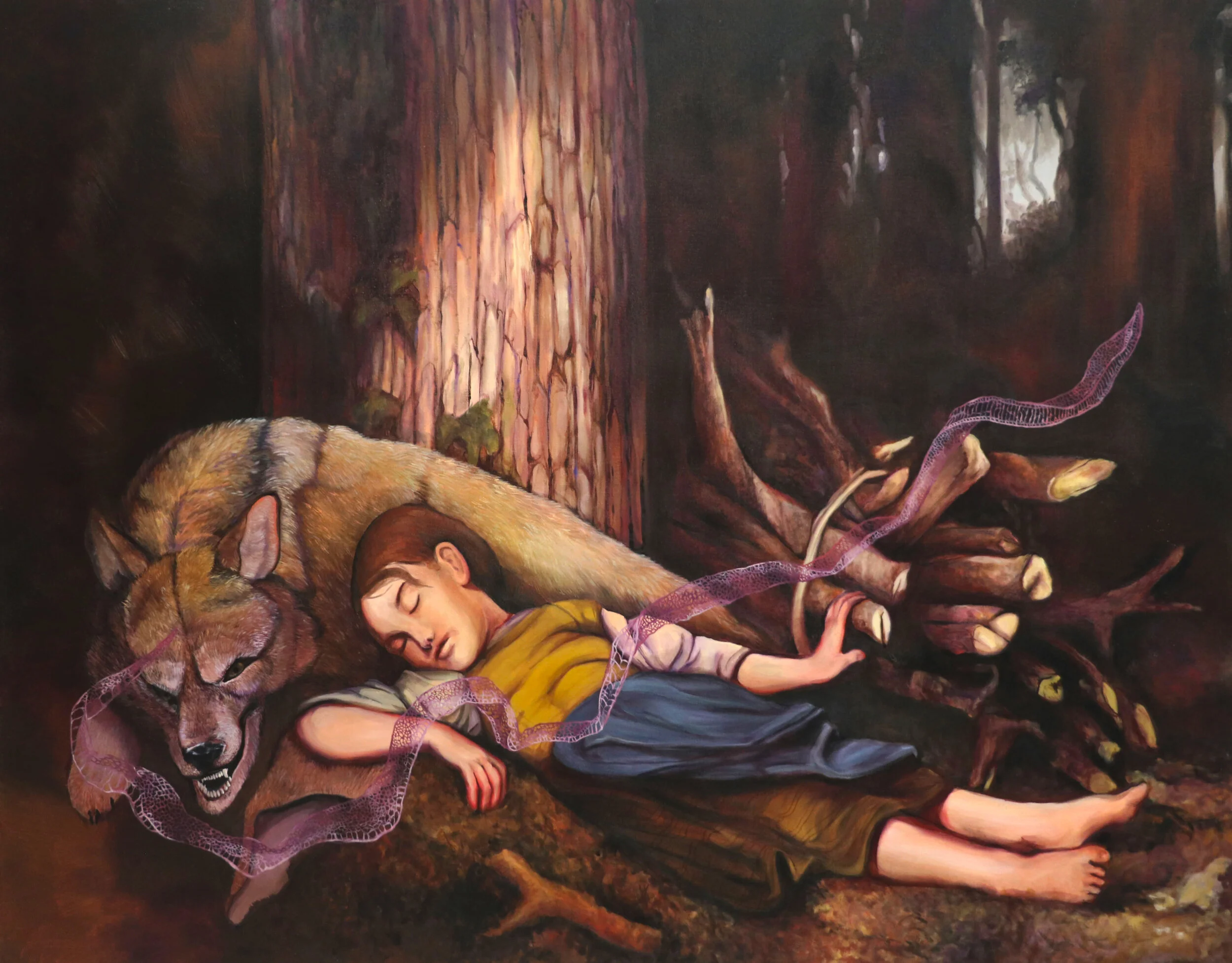 REMAINS (Canis lupus), 2017, Oil on Canvas, 42" x 54"