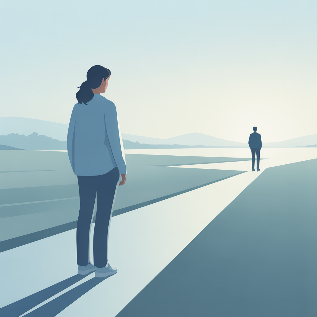 Woman keeping others at emotional distance, illustrating trust difficulties from childhood adversity