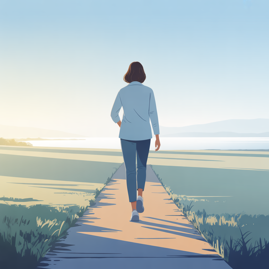 Woman takes path forward representing next steps in childhood trauma healing and personal growth