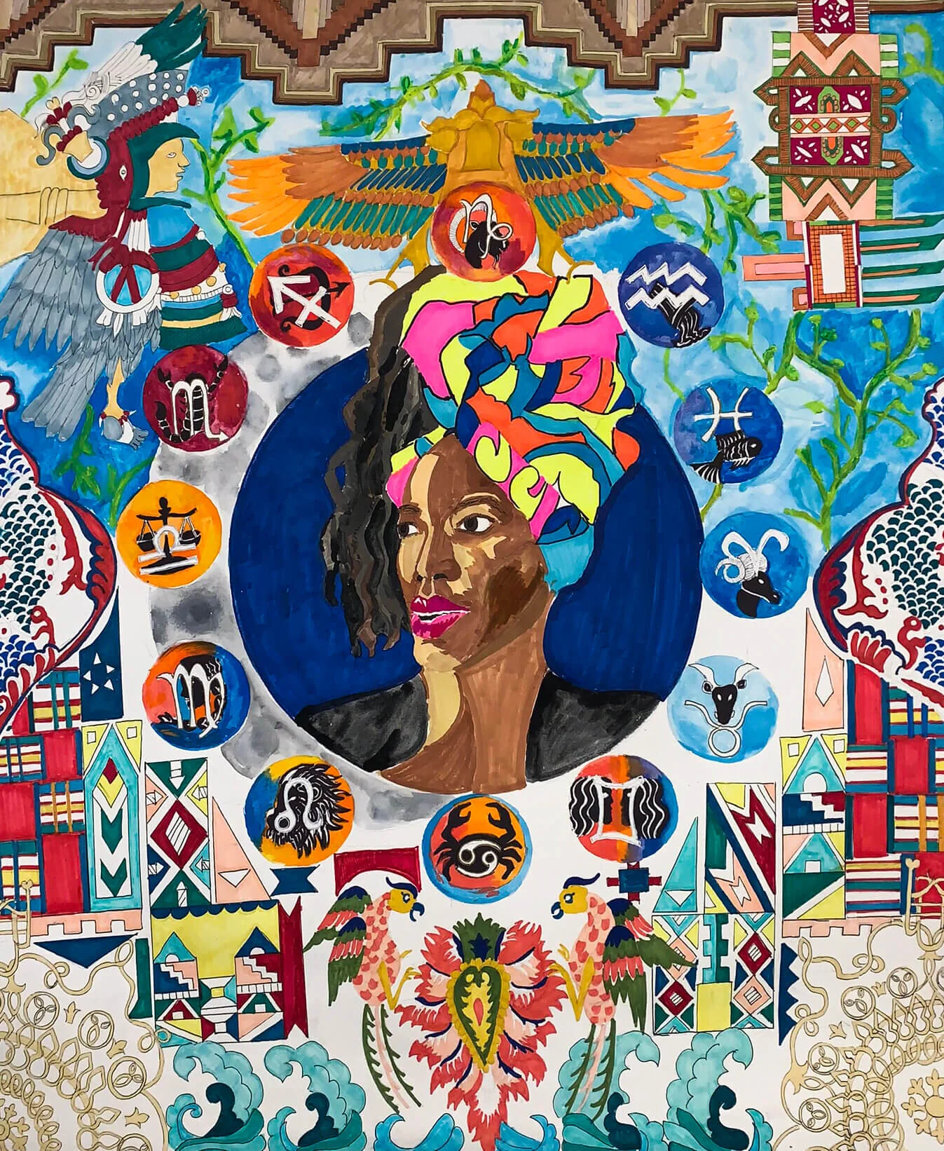 Zodiac
2020 
 Ink watercolor 
acrylic on paper
SOLD
