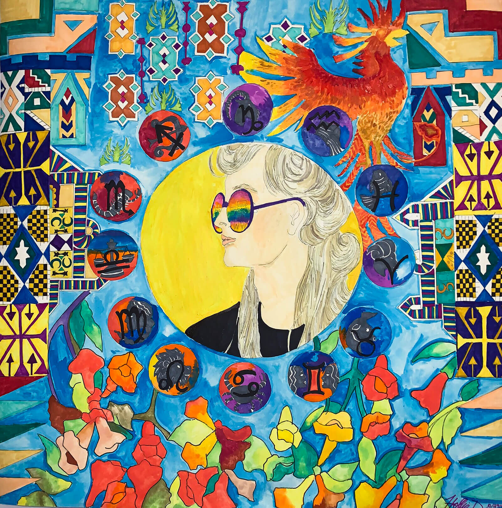 Zodiac Pt 2
2020 / 35.5”x36” / Ink watercolor and acrylic on paper
$500