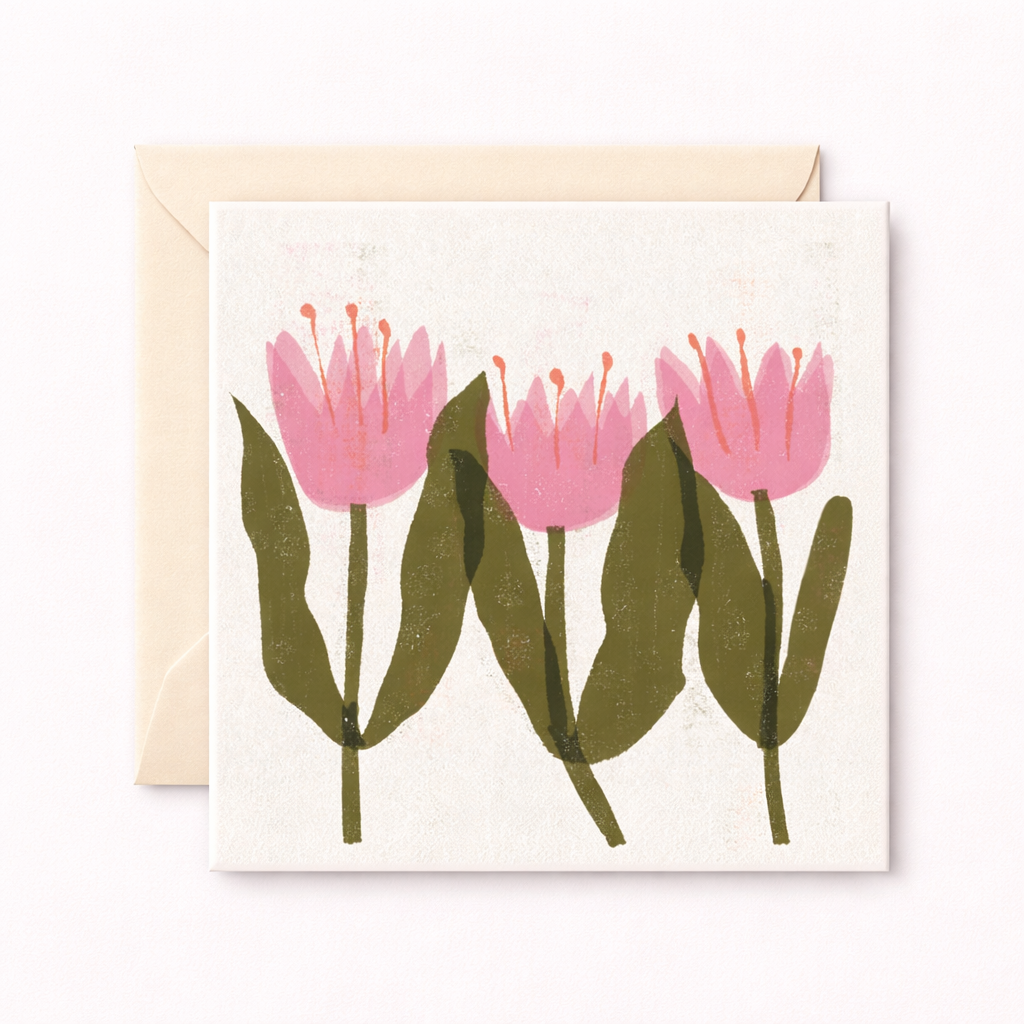 Pink Tulips Greeting Card