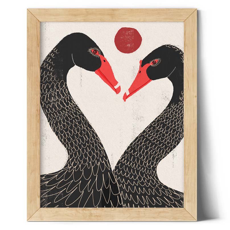black bird lovers art print print by clare davis london UK on the wall