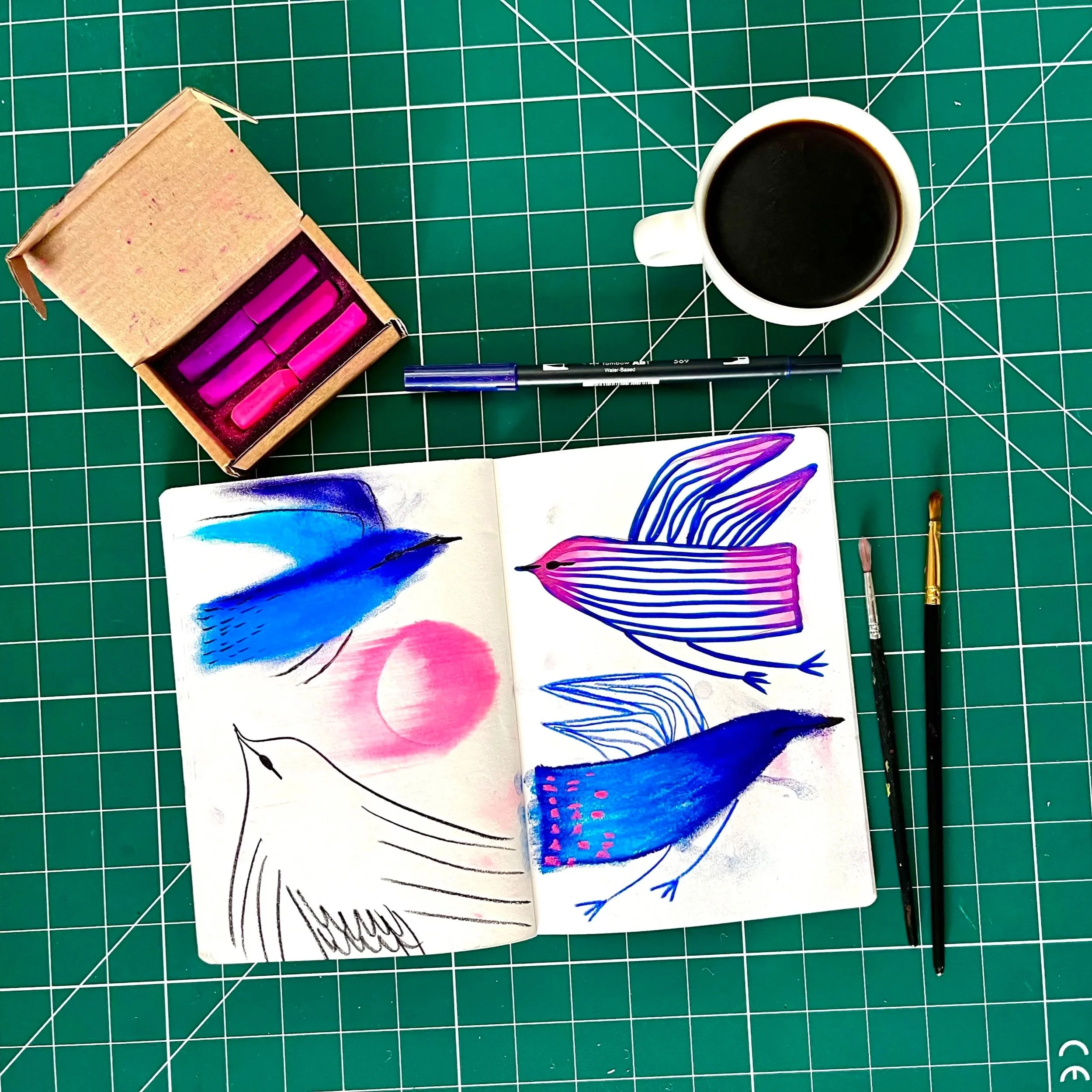 clare davis sip and paint workshops in oxfordshire with paper stencils for all levels