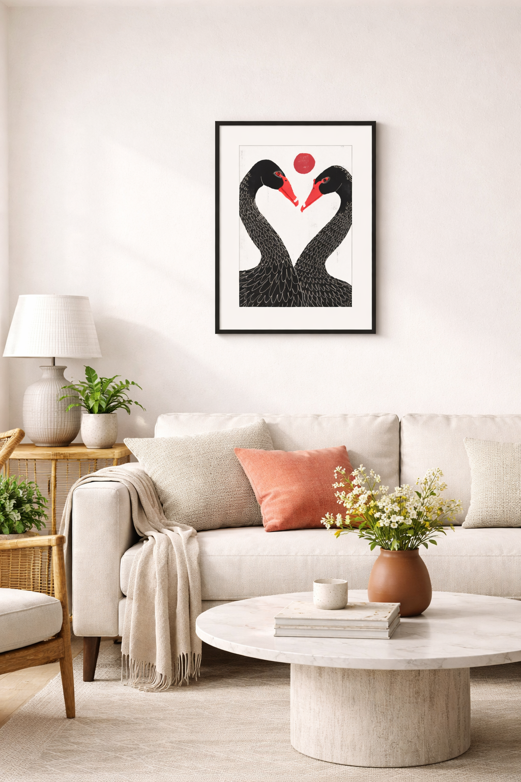 black bird lovewrs print by clare davis on the wall editorial shot