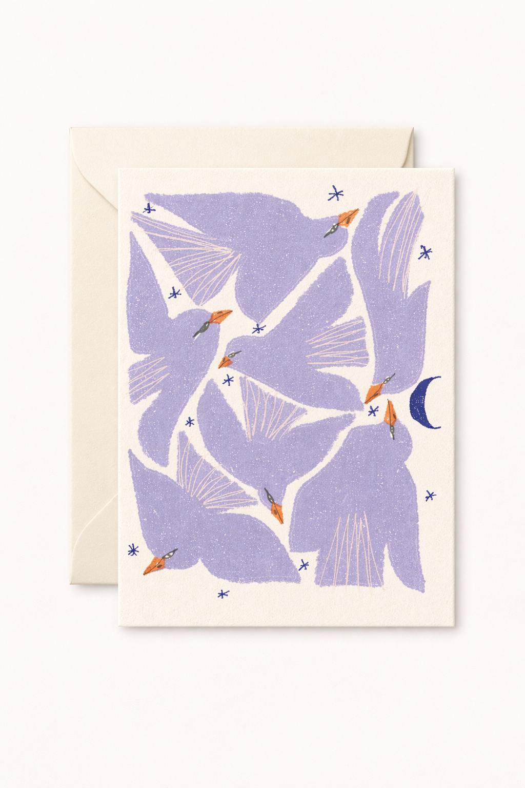 lilac flock of birds greeting card by claredavis.png