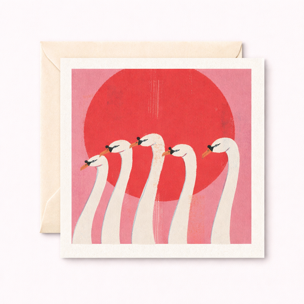 swans at sunset greeting card.png