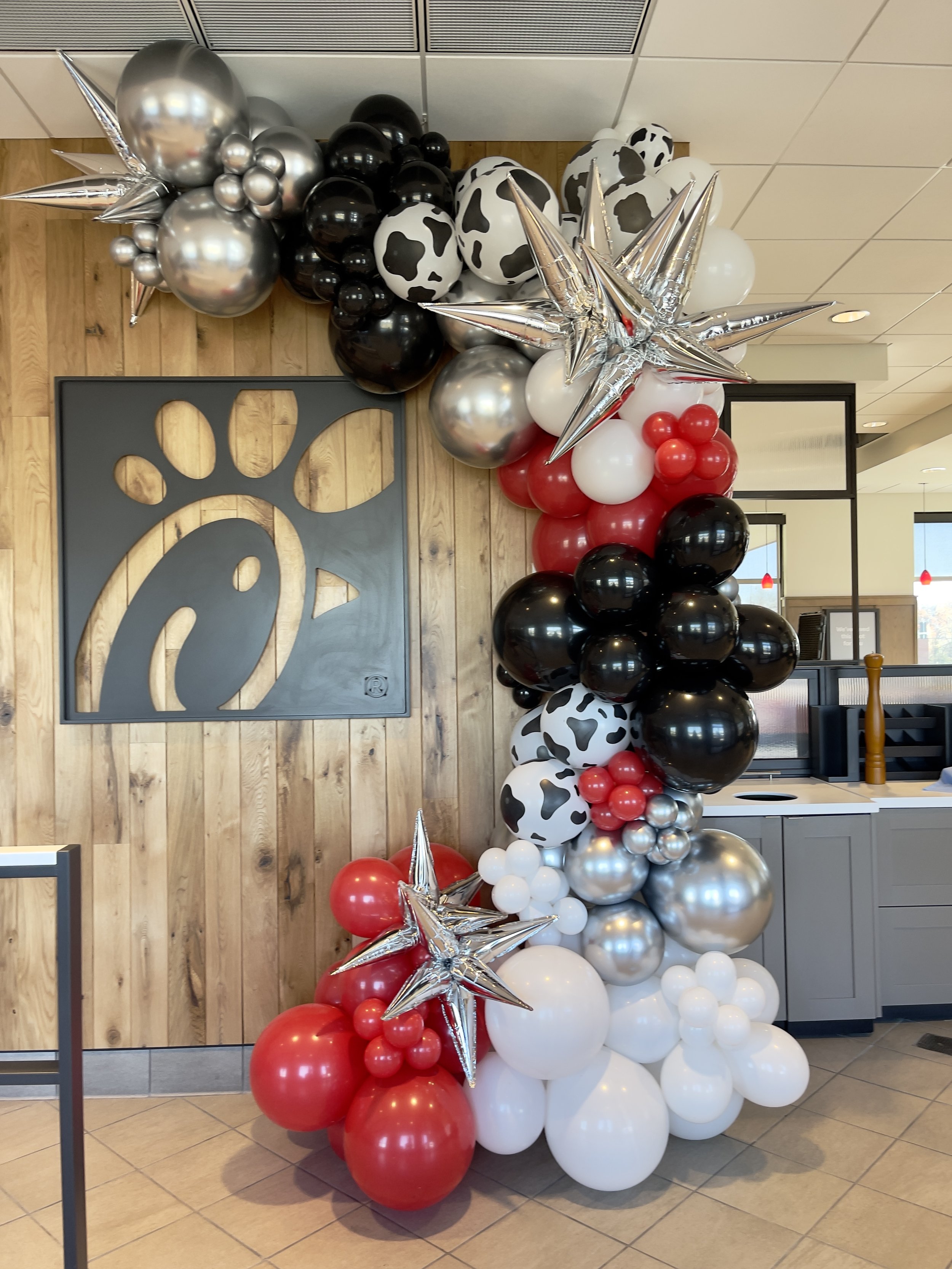 Celebrating the Grand Opening of Chick-Fil-A in St. Louis with a Colorful Balloon Garland