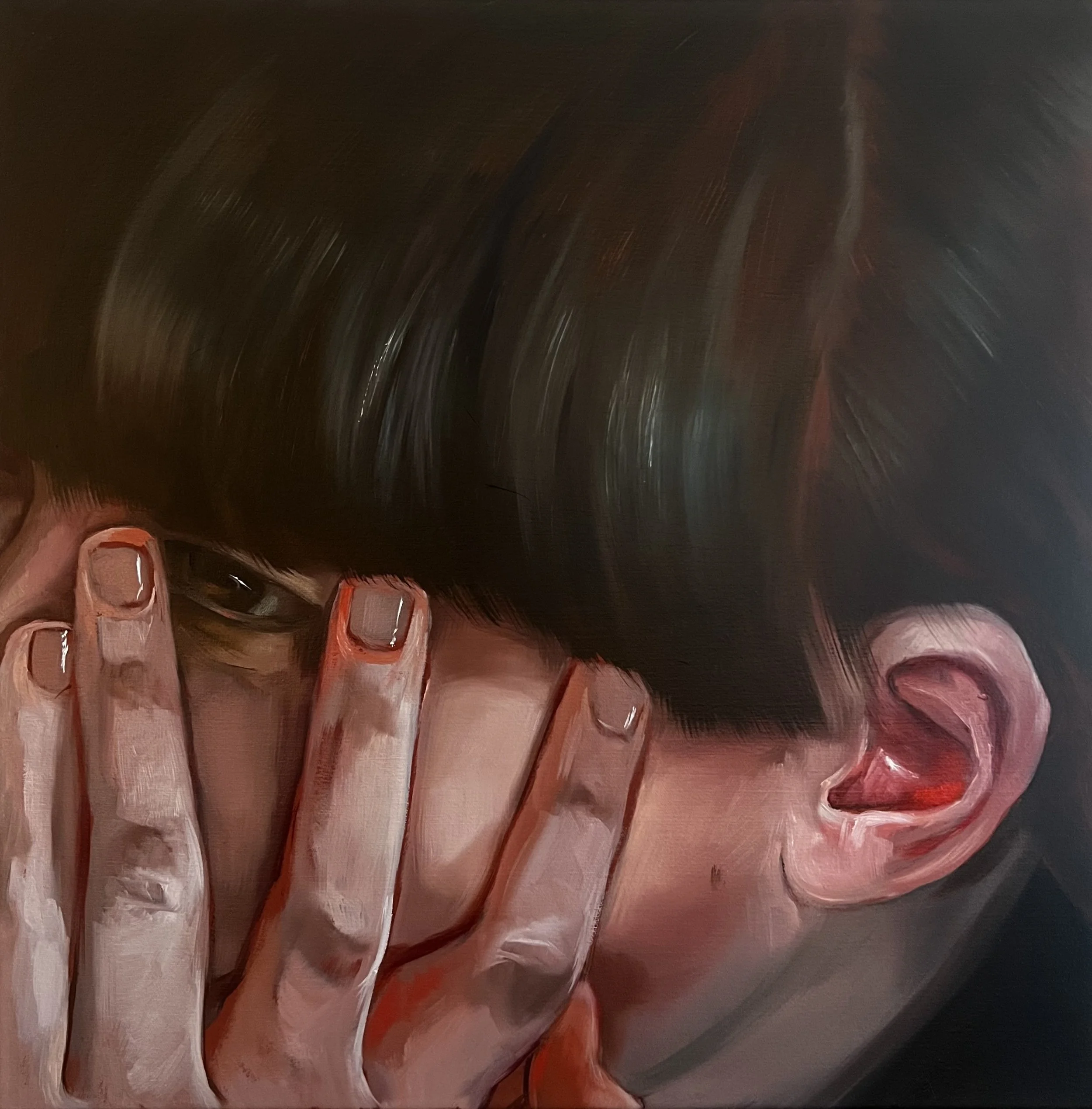 Listening, 24 X 24 inches, oil on canvas, 2024