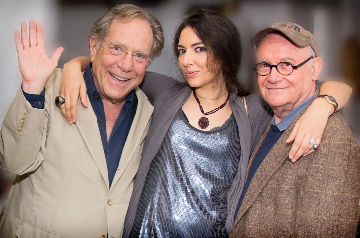 with George Segal (left) & Buck Henry (right) at Zhenya's reception