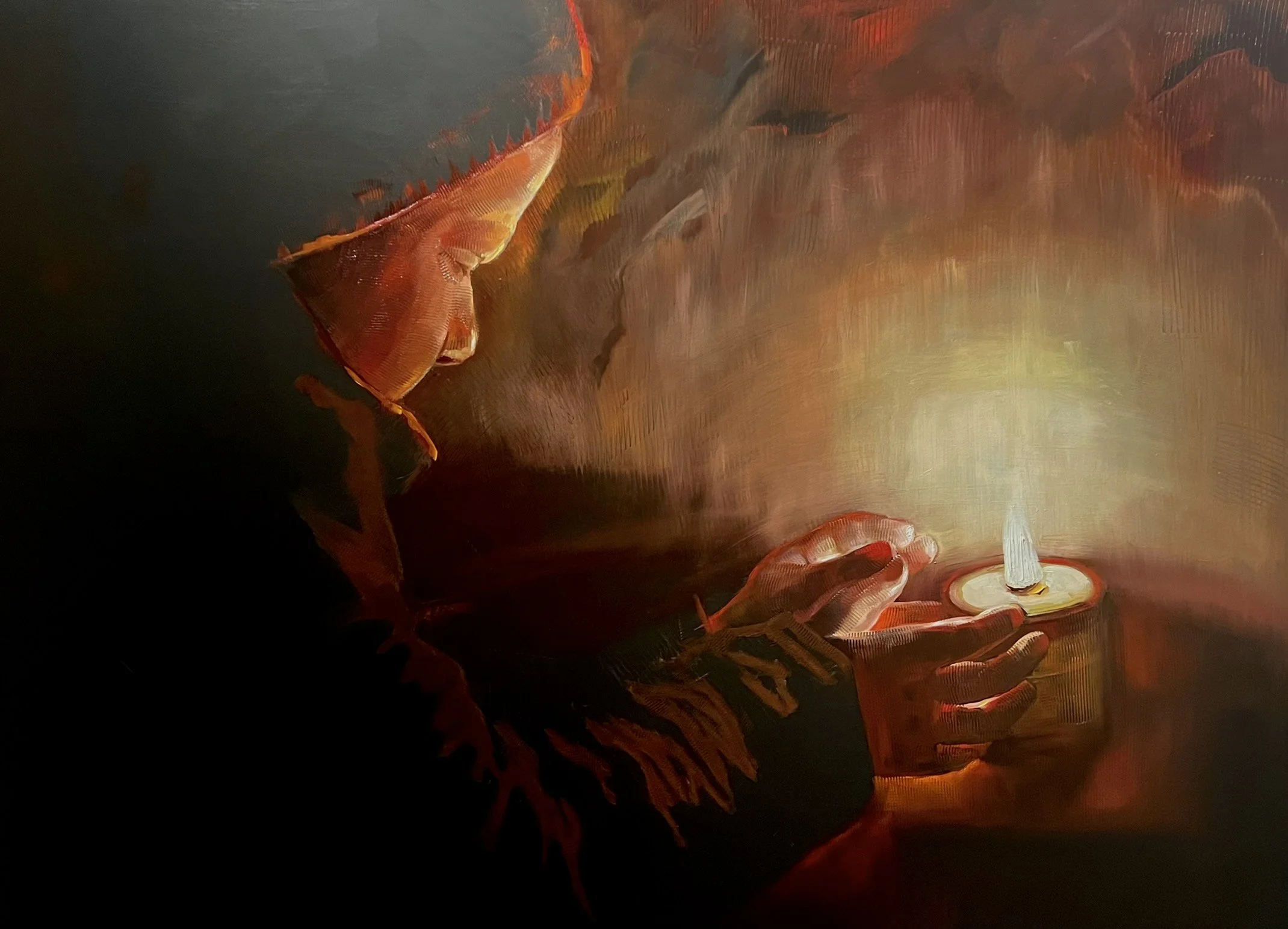 Yegor's Diary (inspired by the photograph by photojournalist Evgeny Sosnovsky) oil on canvas, 64 x 54 inches, 2022