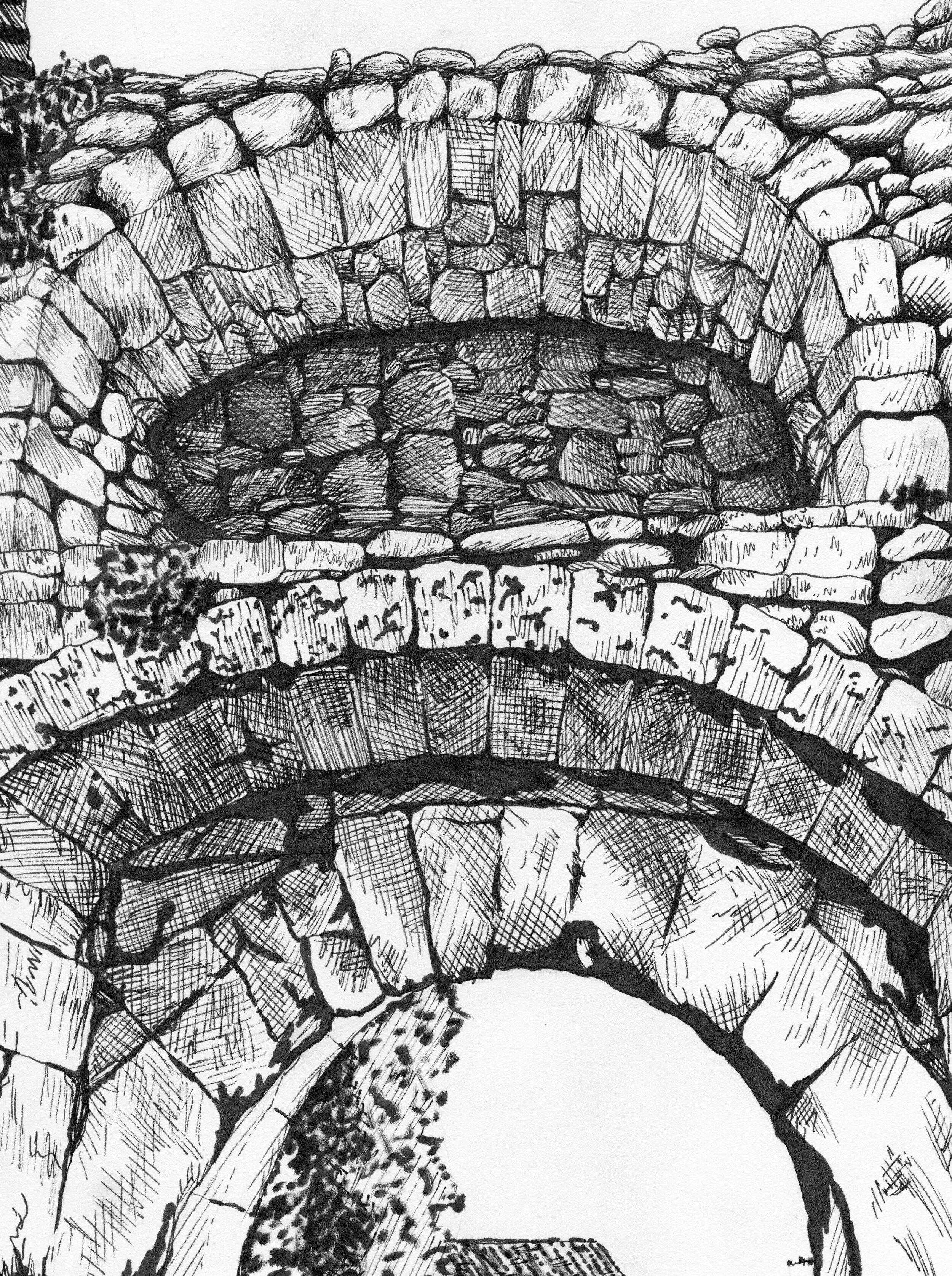 Ancient Roman Archway, Pen and Ink
