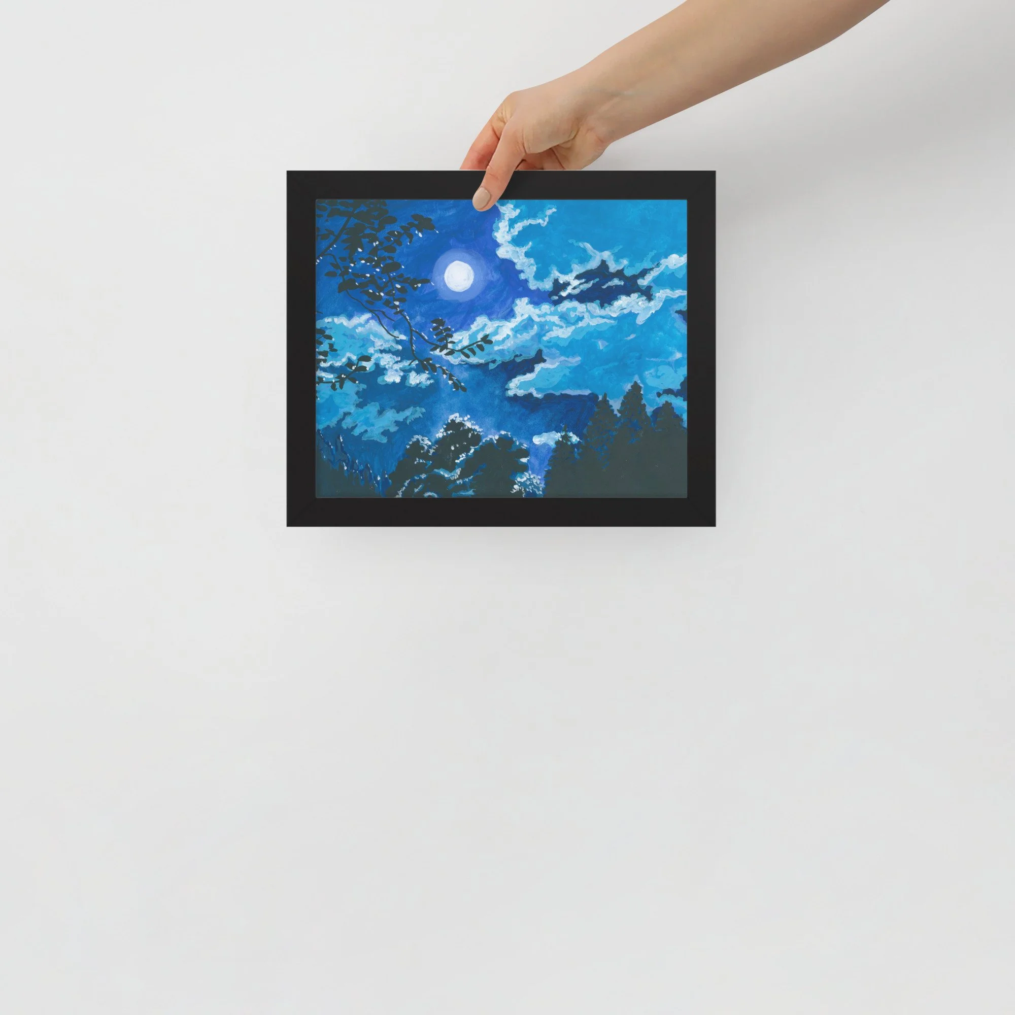 Full Moon Night Sky Framed Print