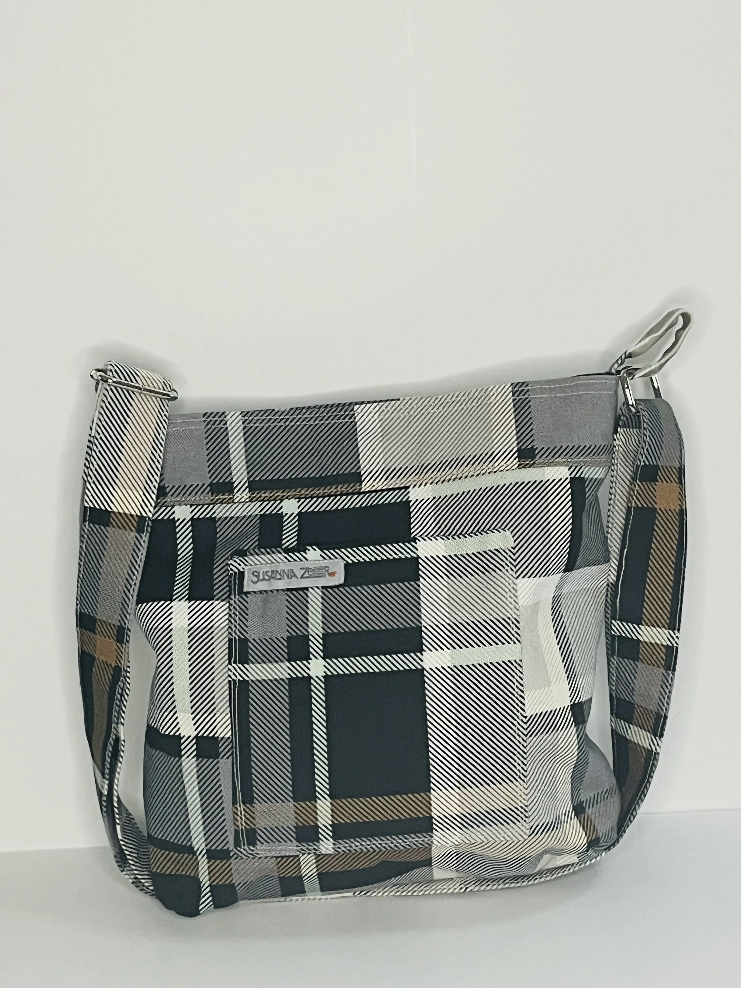 Shades of Gray Plaid Crossbody