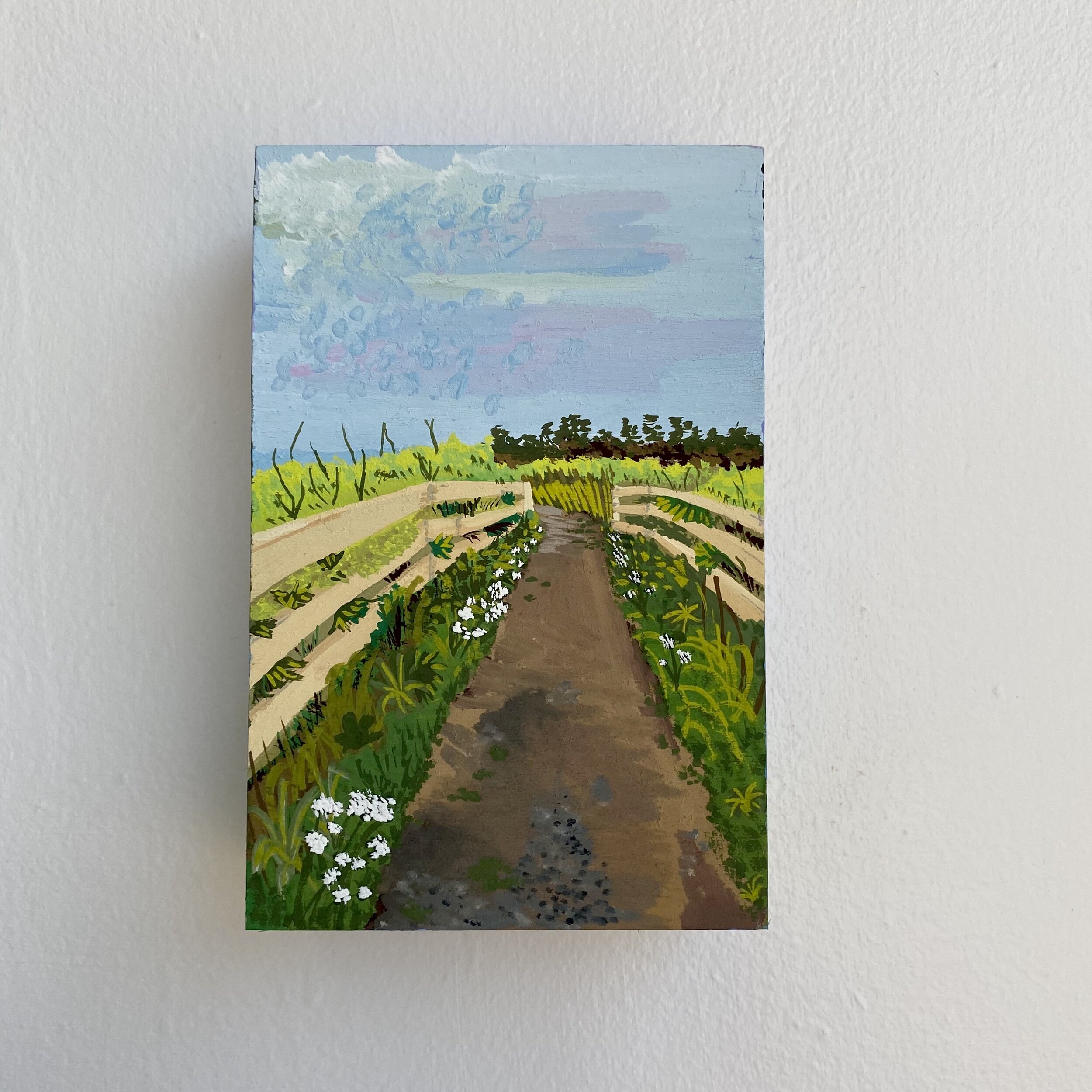 Chasing the Golden Hour in PEI.
2020.
Gouache on wood block.
6''x 4''.