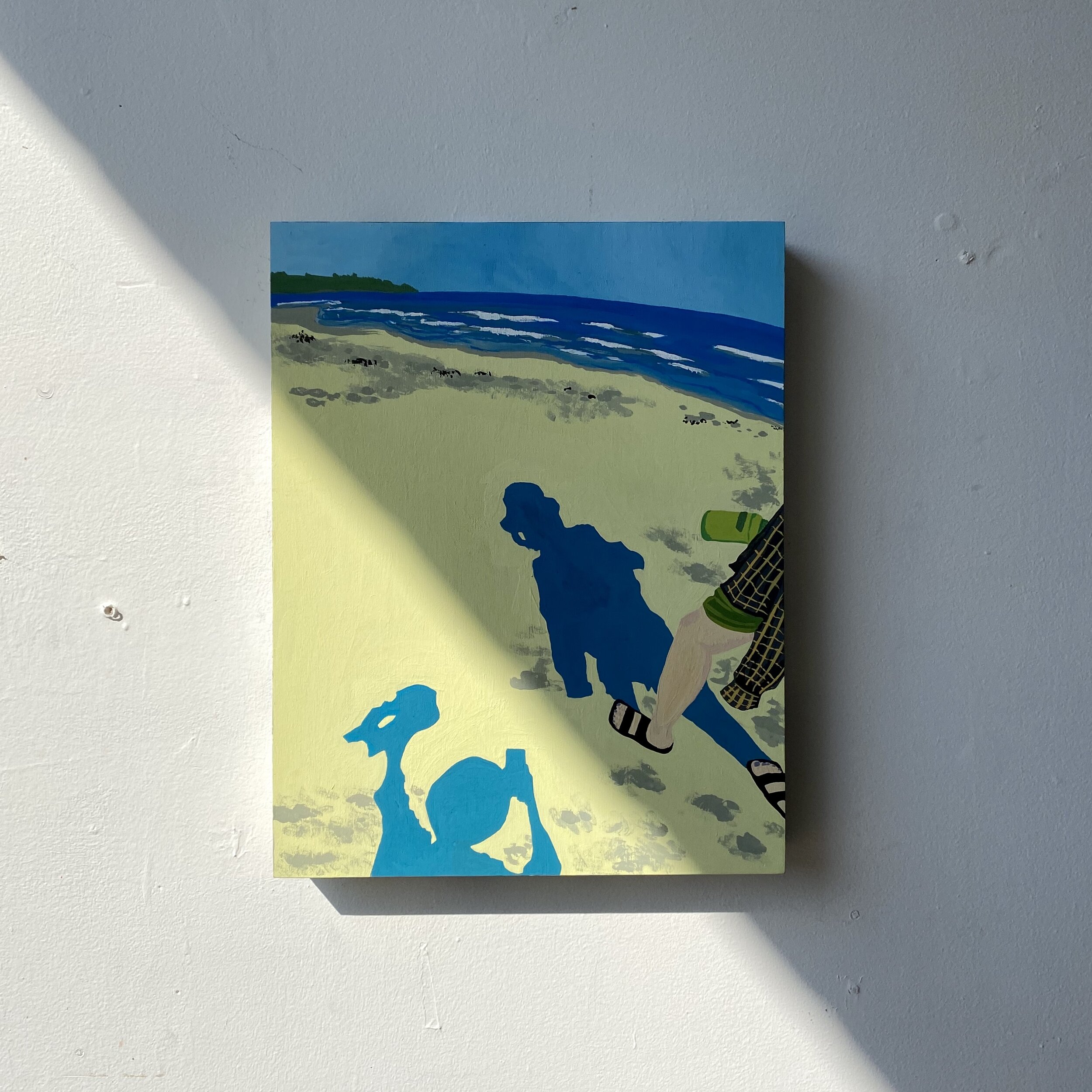 Hard Days Work at the Beach.
2020.
Gouache on wood block.
14''x 11''